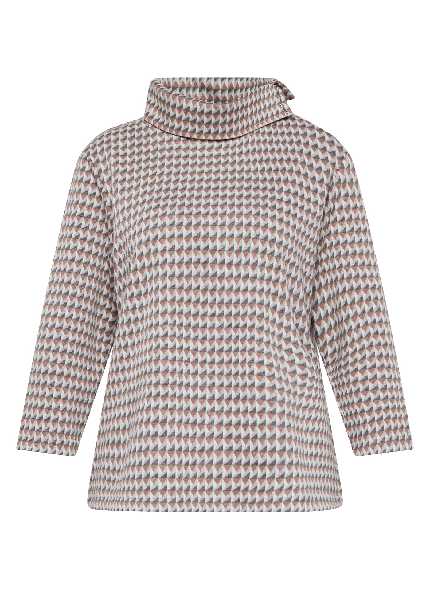 Rabe 3/4-Arm-Shirt mit grafischem Muster und Schalkragen mit Glitzersteinen