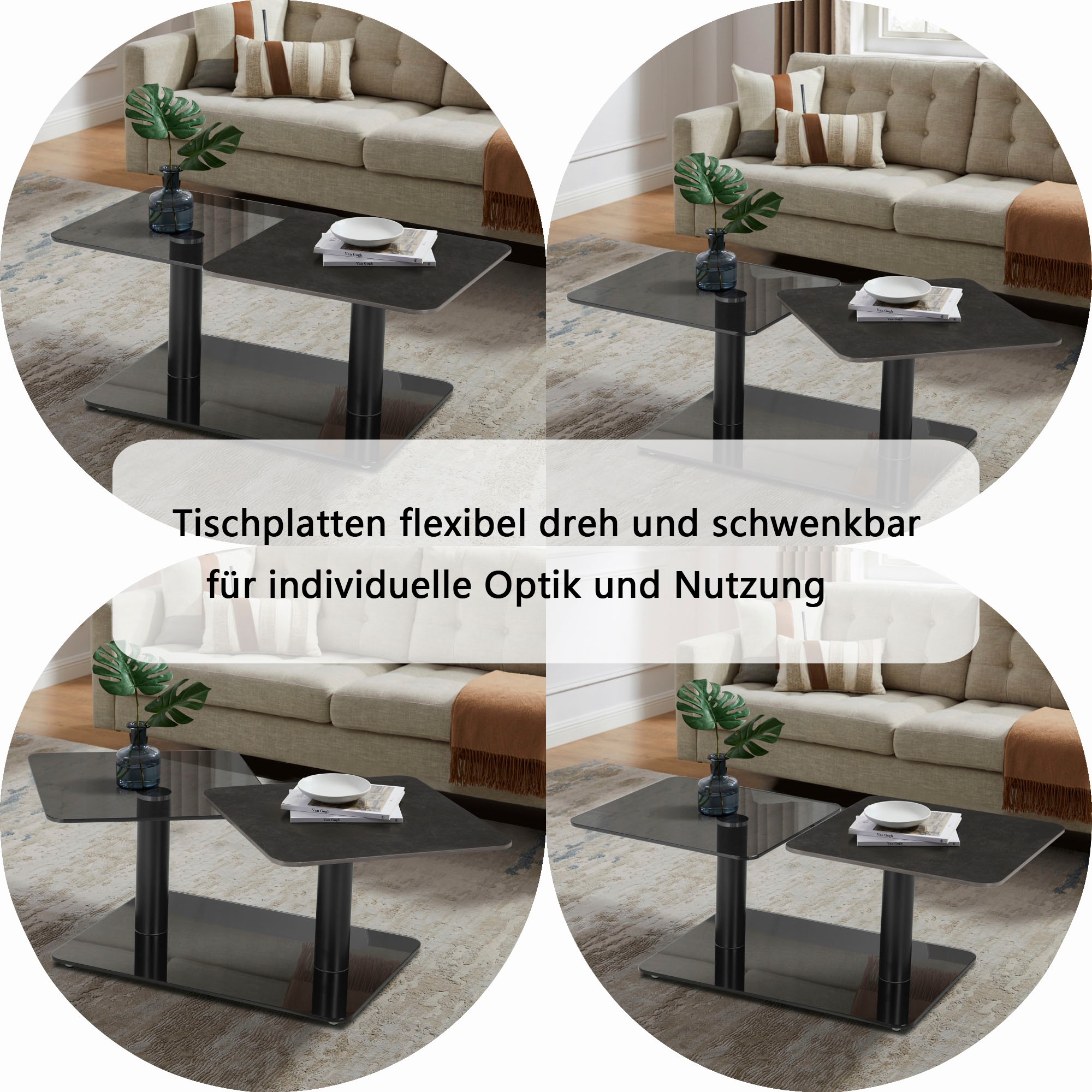 OTTO home Couchtisch »Craco« mit verschiebbarer Ablagefläche im puristischen Design
