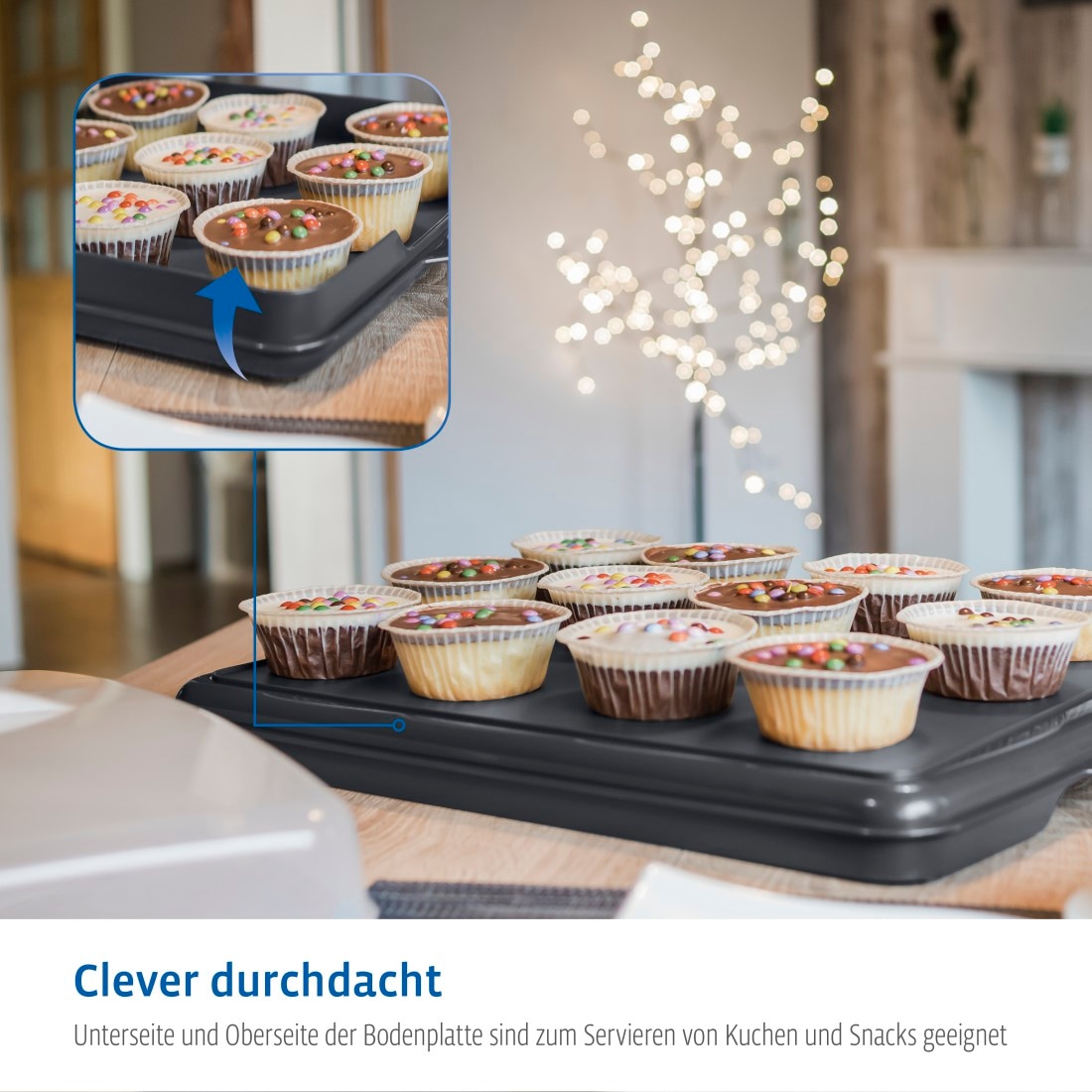 Xavax Kuchentransportbox »Blechkuchen Transportbox Kuchenbox/Kuchenbehälter m. Haube«, (2 tlg.), Partybutler - eckig, 43x6x35cm