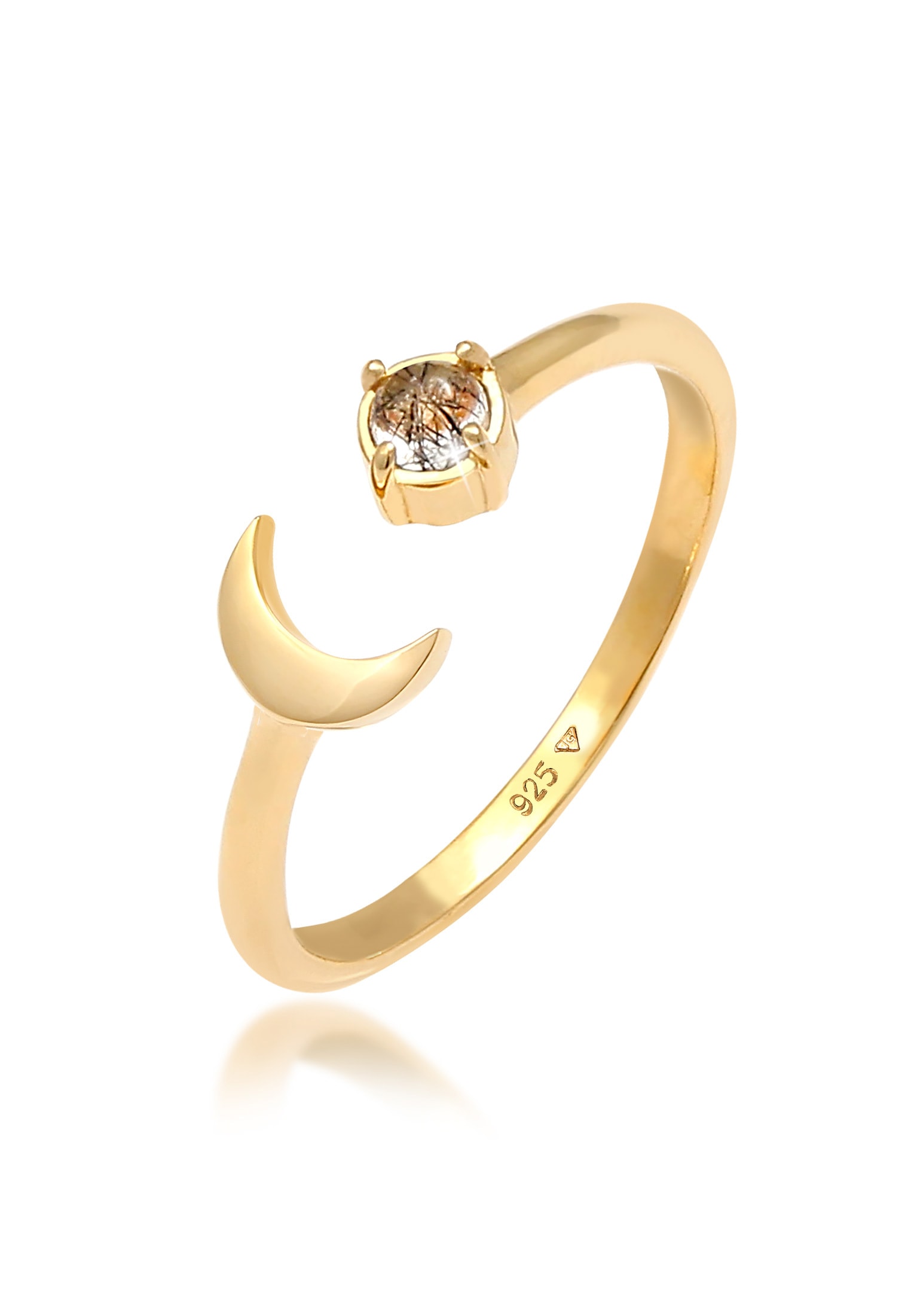 Elli Fingerring »Ring Halbmond Edelstein Astro Verstellbar 925 Silber«