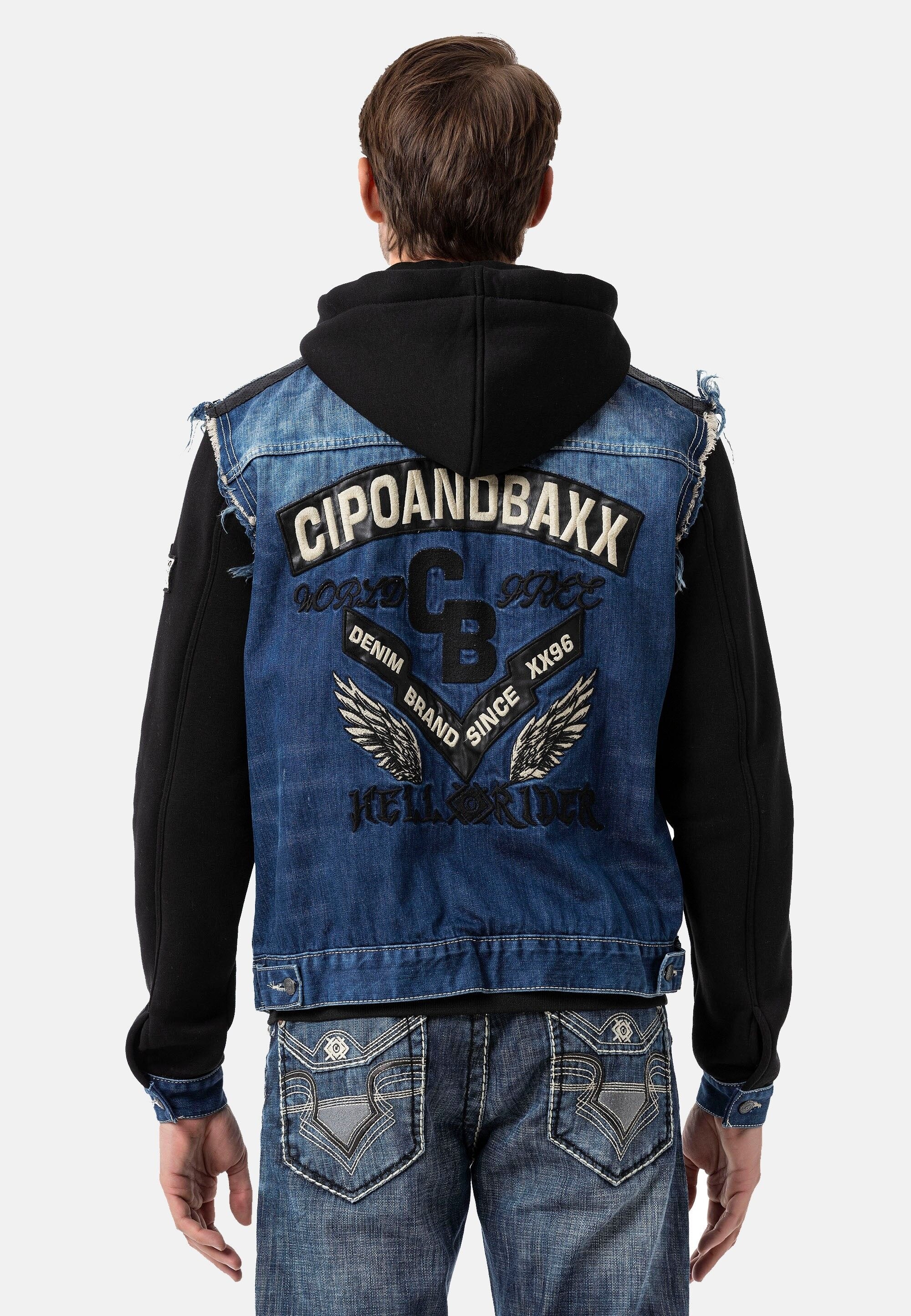 Cipo & Baxx Jeansjacke »Cipo & Baxx Jacke CJ307« mit Kapuze Abgerundet mit metallischen Details
