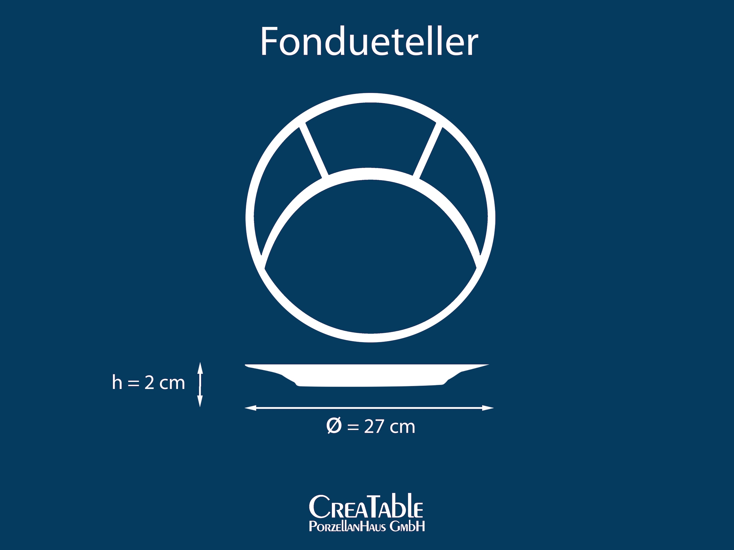 CreaTable Fondueteller »Essteller Universal«, (Set, 4 St.), Teller Set, 4 Personen, Porzellan, spülmaschinenfest, Made in Europe