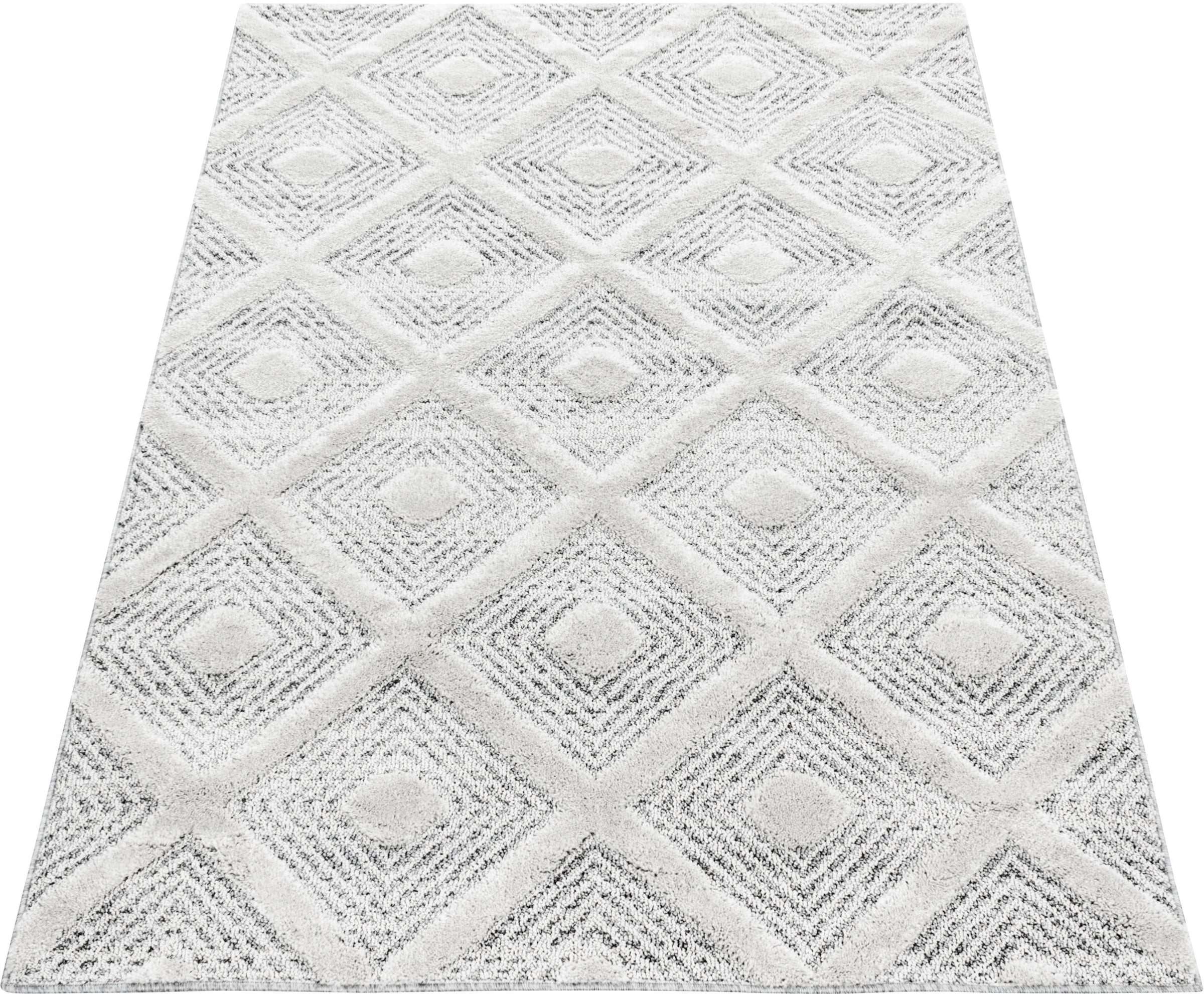 Ayyildiz Teppiche Teppich »PISA 4707«, rechteckig, 20 mm Höhe, Läufer, rund, Hoch Tief Struktur, Wohnzimmer,Schlafzimmer