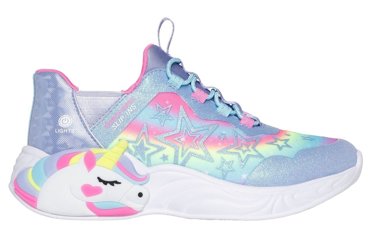 Skechers Slip-On Sneaker »UNICORN DREAMS LIGHTS«, Glitzer,-Blinkschuh zum Schlupfen, Größenschablone zum Download