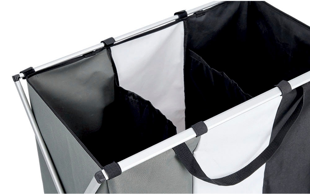 Zeller Present Wäschesortierer, 3 Fächer, Polyester/Aluminium