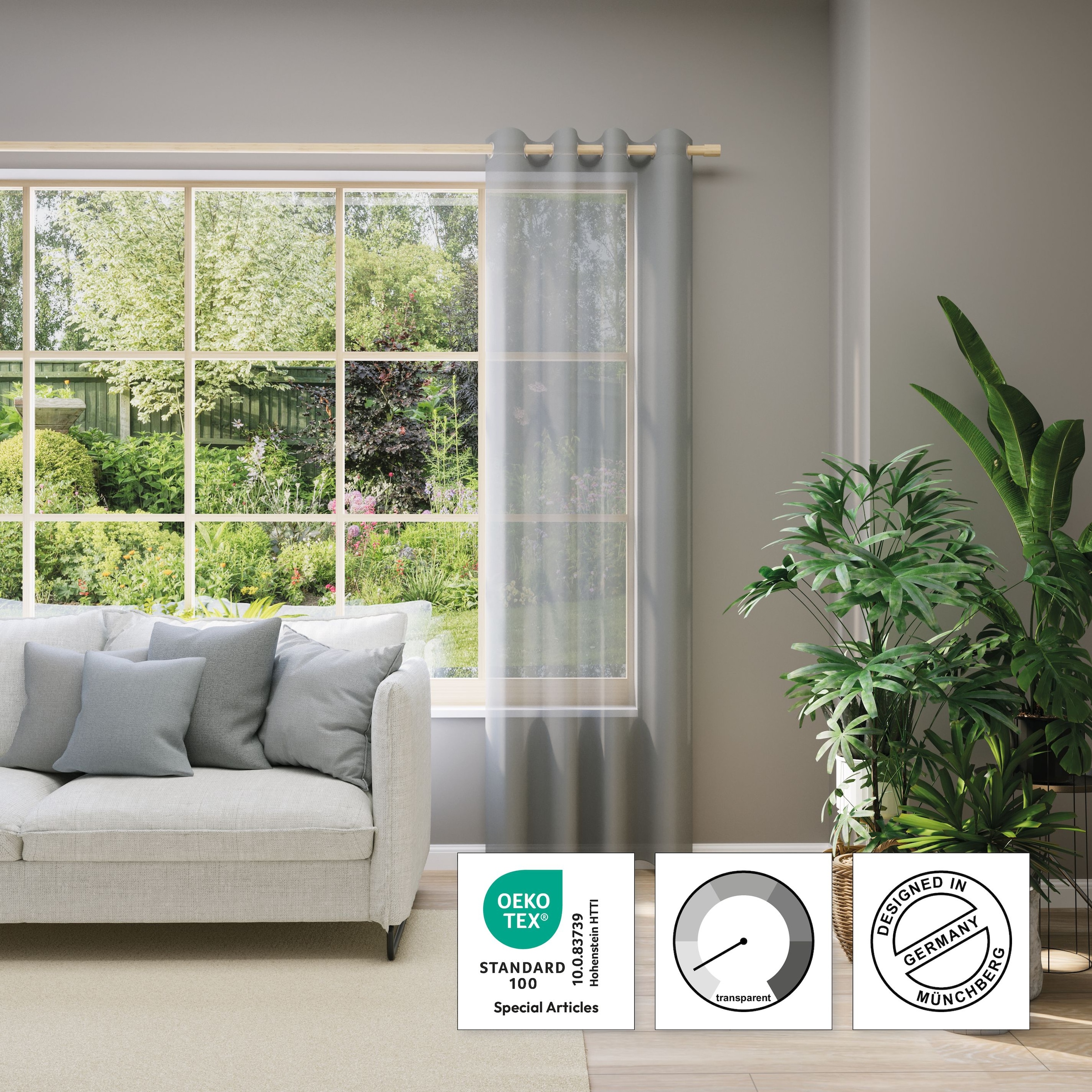 Neutex for you! Vorhang nach Maß »EVA«, (1 St.), Uni-Voile mit elegantem Glanz