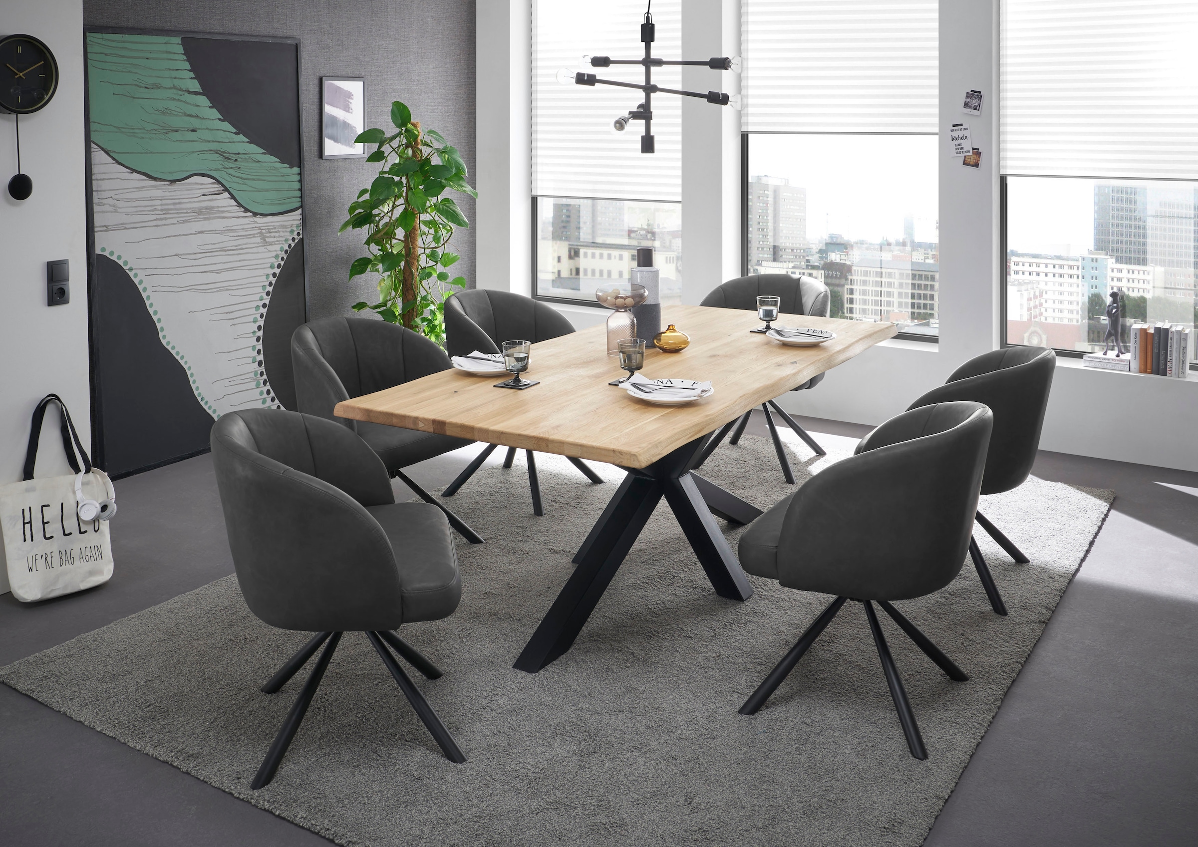 HBZ Esstisch »TOM, TOPSELLER!«, (Tisch, Esstisch), 200 cm breit Eiche Massivholz mit Baumkante