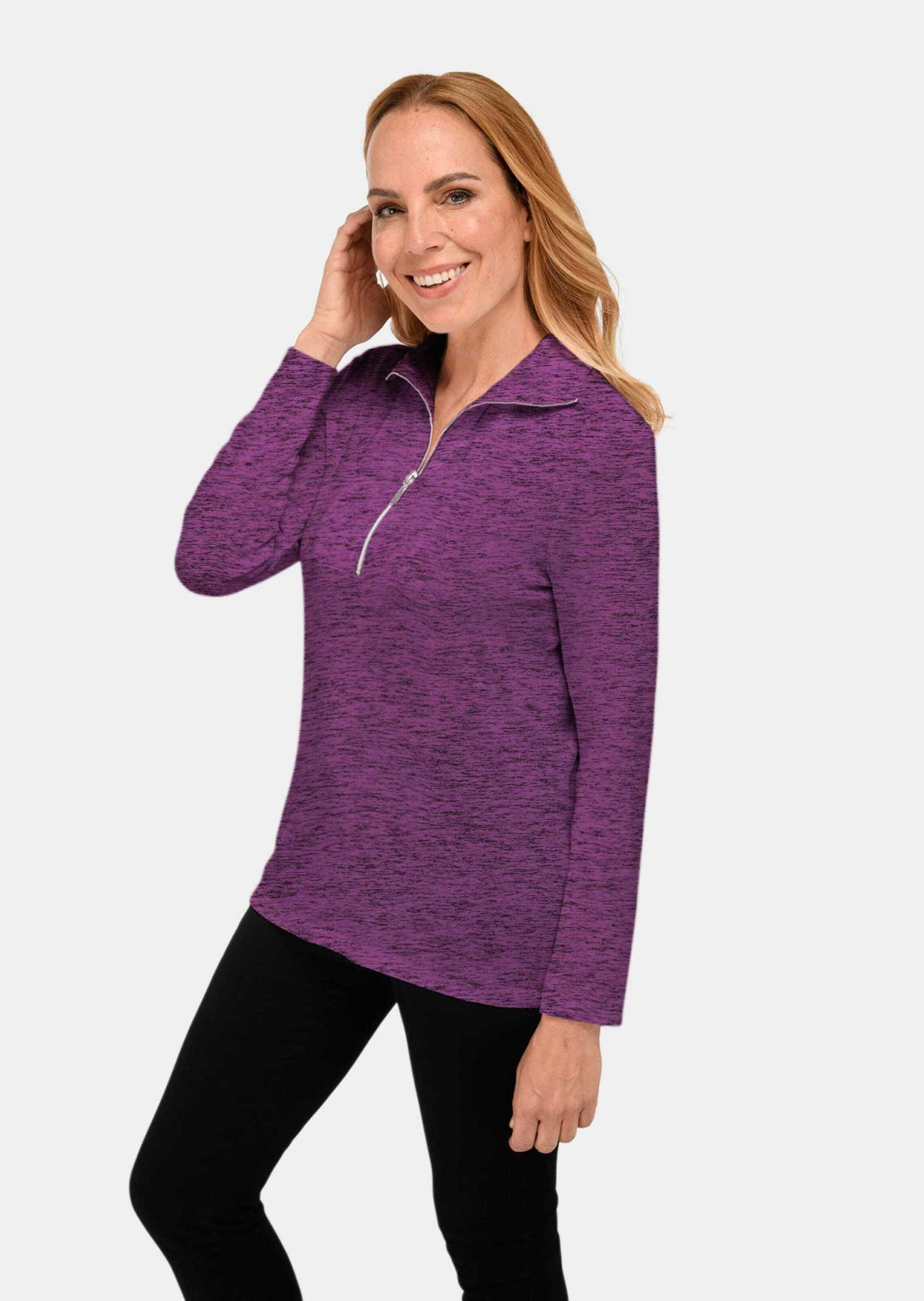 GOLDNER Longpullover »Kurzgröße Flauschiges Troyer- Shirt«