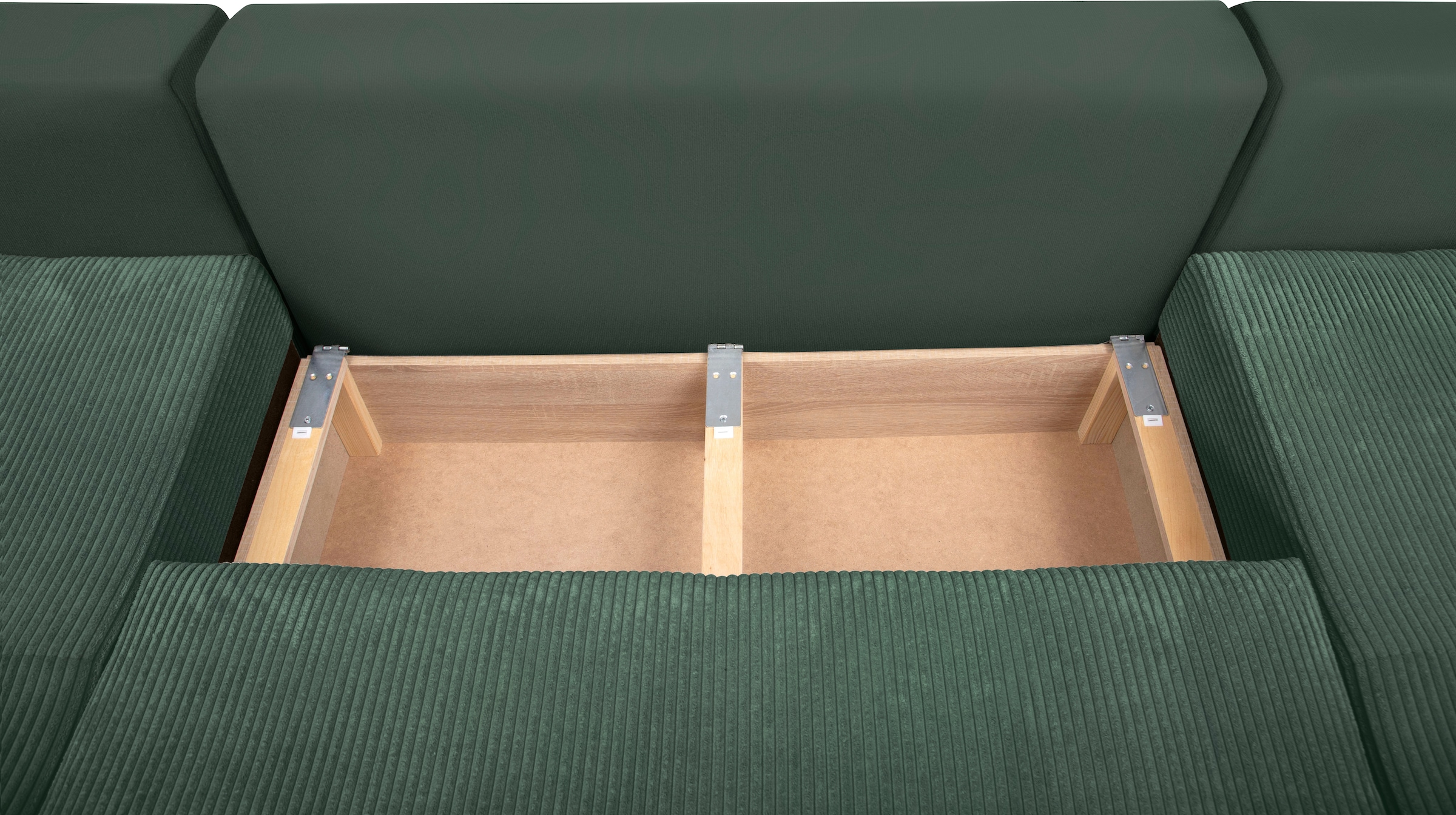 COLLECTION AB Wohnlandschaft »XL-Josy U-Form, Breite 313 cm, Cord-/Mix«, inkl. Bettfunktion, Bettkasten, mit 4 gleich großen Rückenkissen