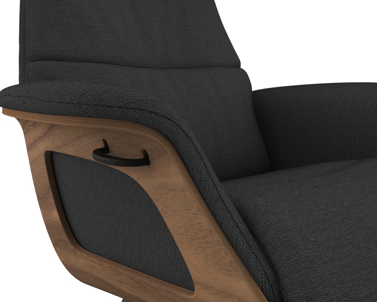 FLEXLUX Relaxsessel »Rücken u. Kopfverstellung, ergonomisch, Airchannels, klasse Komfort« Rücken- & Kopfteilverstellung, Drehbar, Armlehne Walnuss, Fuß Schwarz