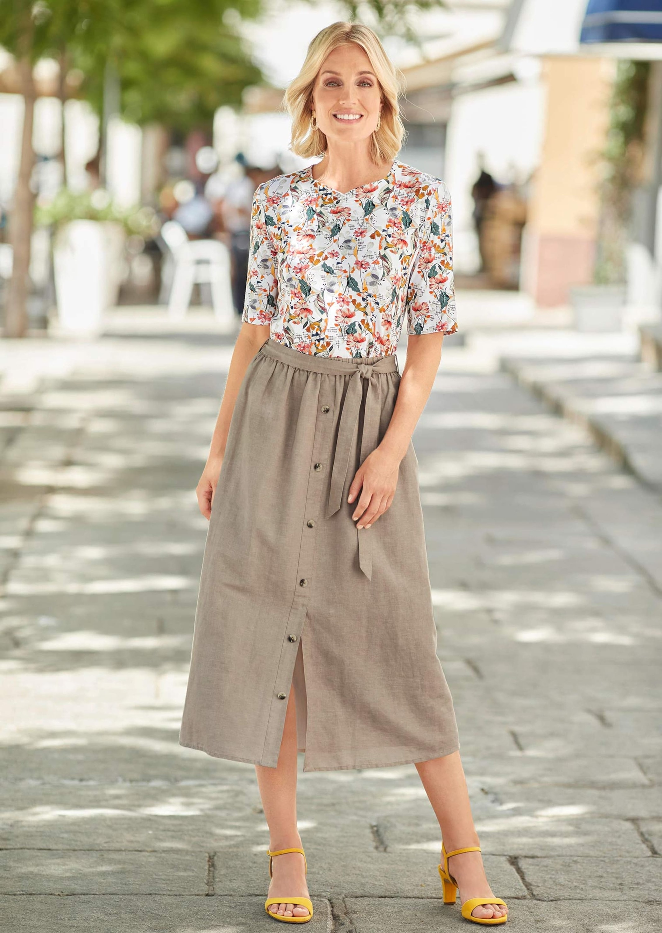 GOLDNER Maxirock »Zauberhafter Rock in Leinenoptik«