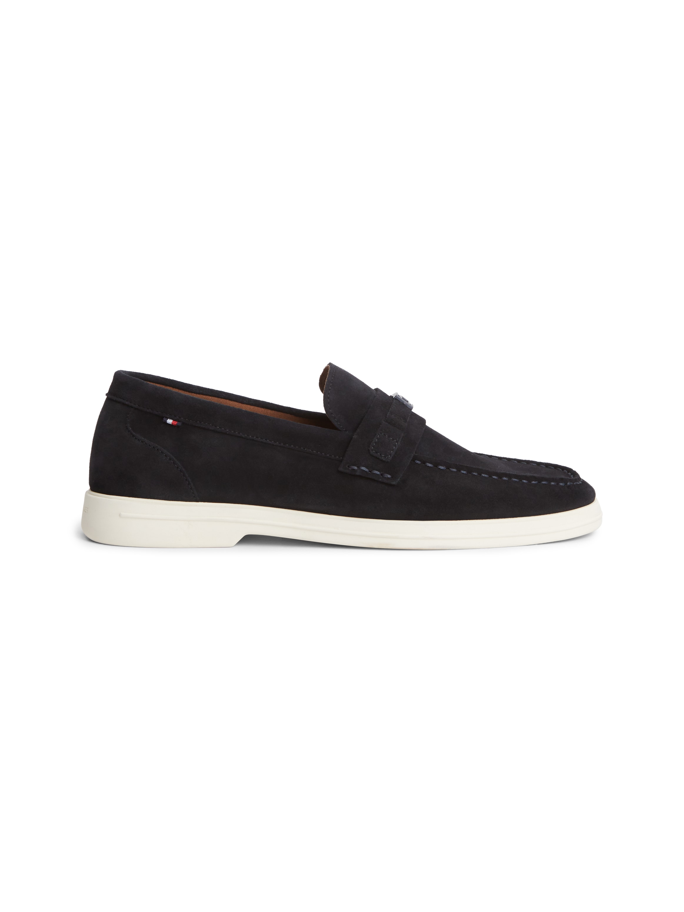 Tommy Hilfiger Loafer »LIGHT SUEDE FLAG HARDWARE LOAFER«  Slipper, Schlupfschuh, mit modischem Zierriegel und Ziernähten