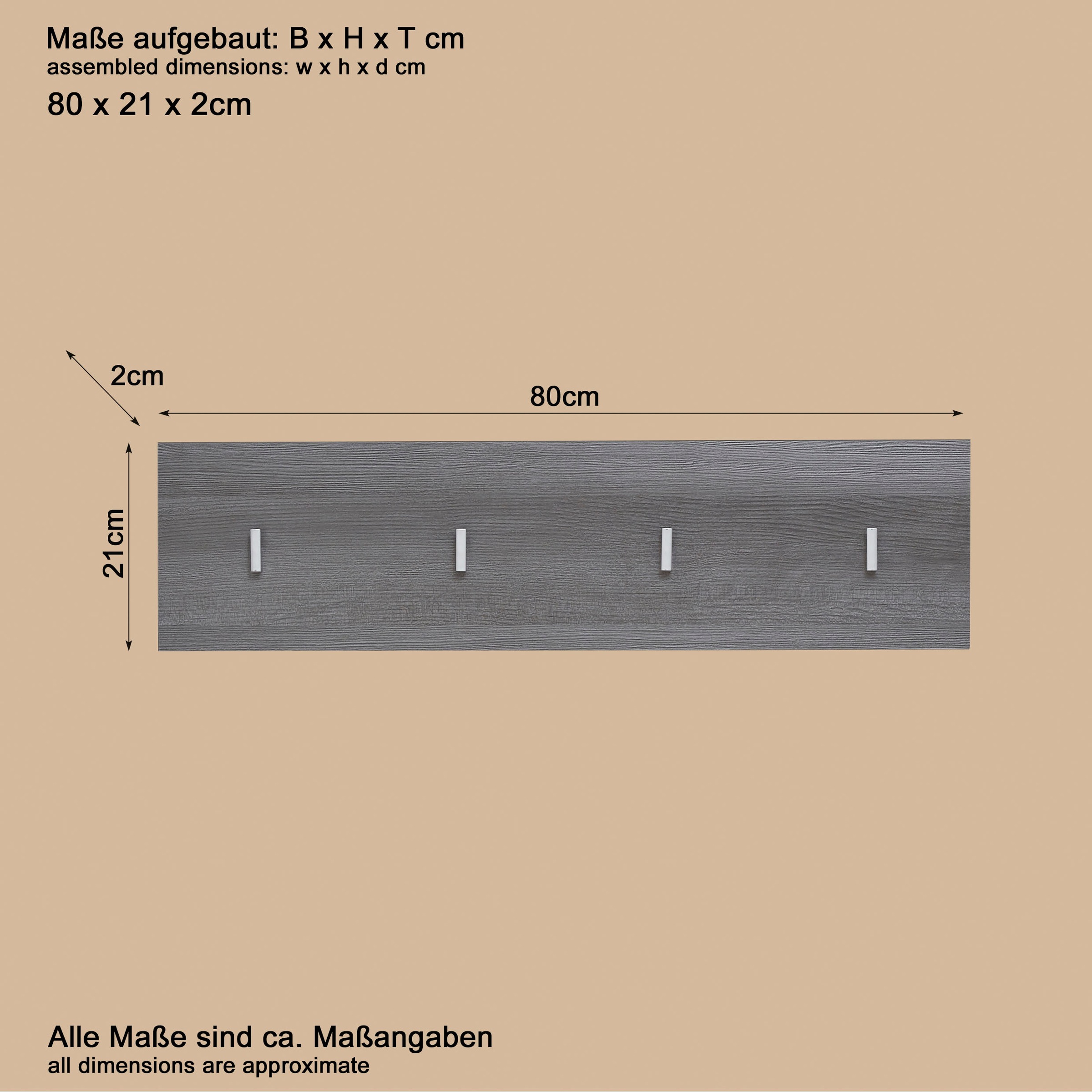 Home affaire Garderobenpaneel »Sovana« Wandpaneel zur Wandmontage - (B/T/H) 80/2/21 cm