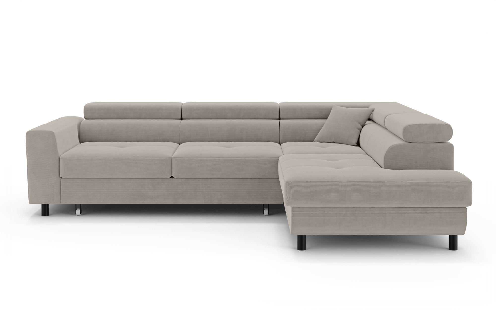 OTTO home Ecksofa »AADEN Schlafsofa mit verstellbaren Kopfstützen, B/T/H: 254/199/90 cm«, mit Bettfunktion und Bettkasten, Ottomane rechts/links bestellbar