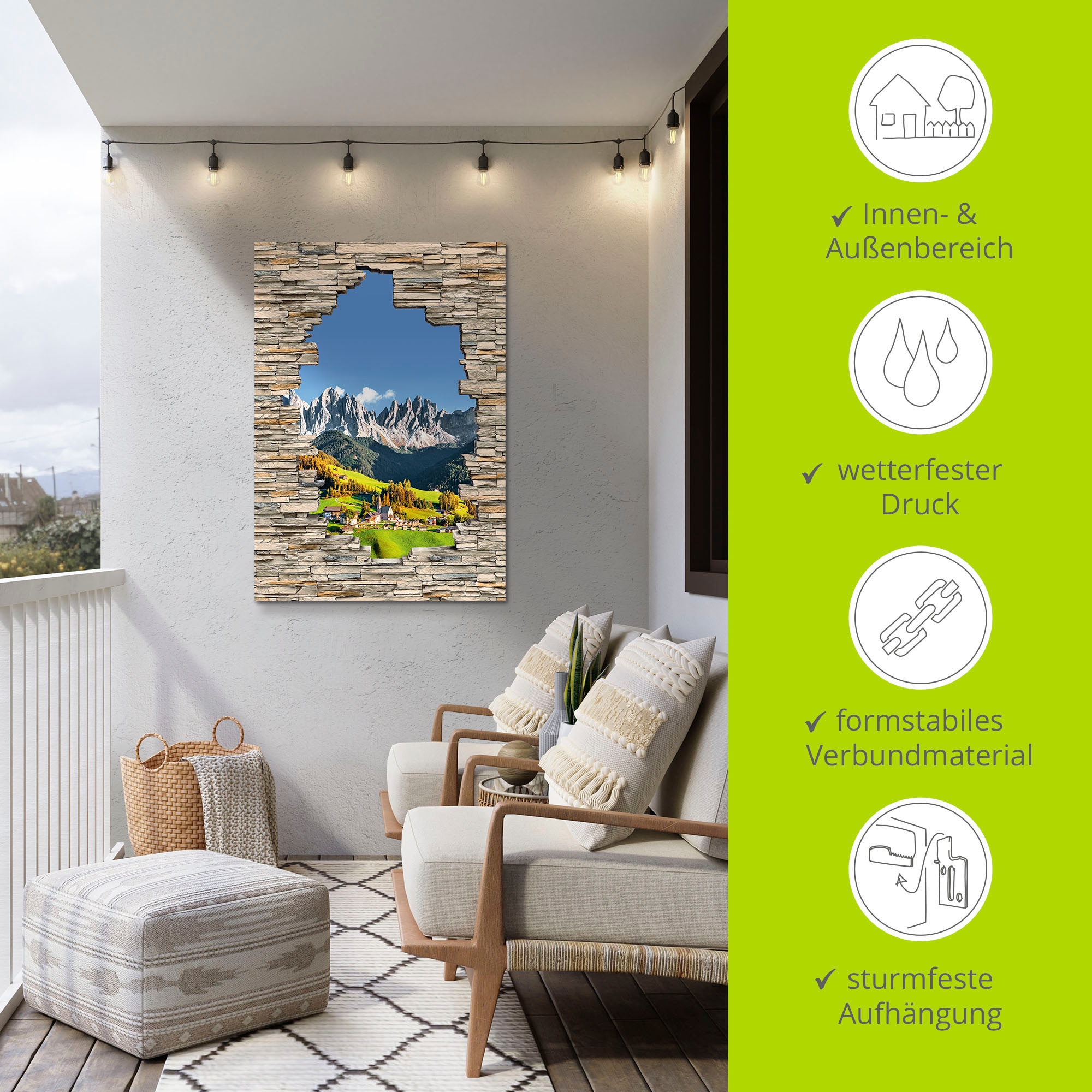 Artland Wandbild online Alpenbilder, (1 oder »Alpen Leinwandbild, als Santa Berge Alubild, Stein Berge versch. Maddalena Wandaufkleber Mauer«, Größen Poster bei in St.), & OTTO