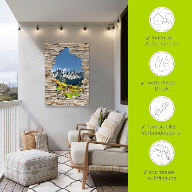 Artland Wandbild »Alpen Berge Santa Maddalena Stein Mauer«, Berge &  Alpenbilder, (1 St.), als Alubild, Leinwandbild, Wandaufkleber oder Poster  in versch. Größen online bei OTTO