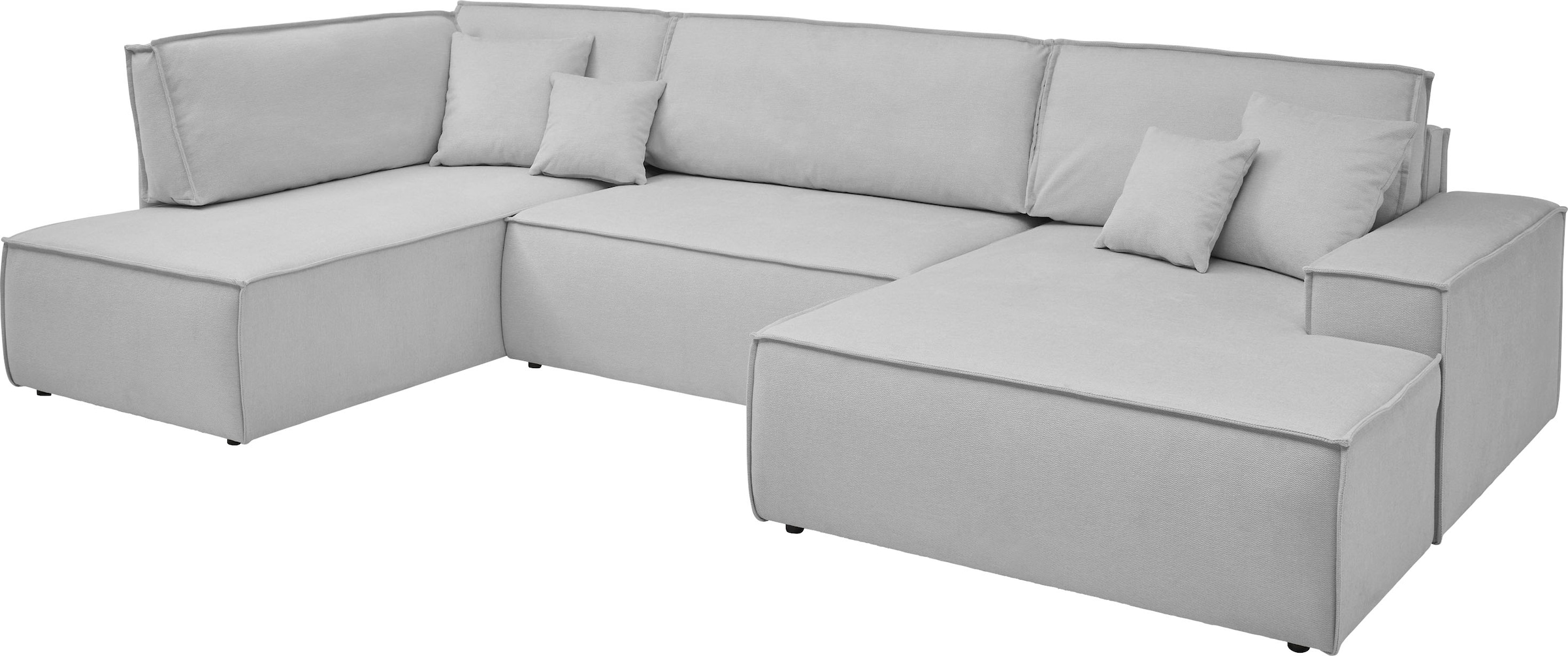 andas Wohnlandschaft »FINNLEY, U-Form XXL 329 cm, Schlafsofa, Schlaffunktion m. Bettkasten« verfügbar in den Stoffqualitäten Bouclé, Struktur fein und Mega Cord
