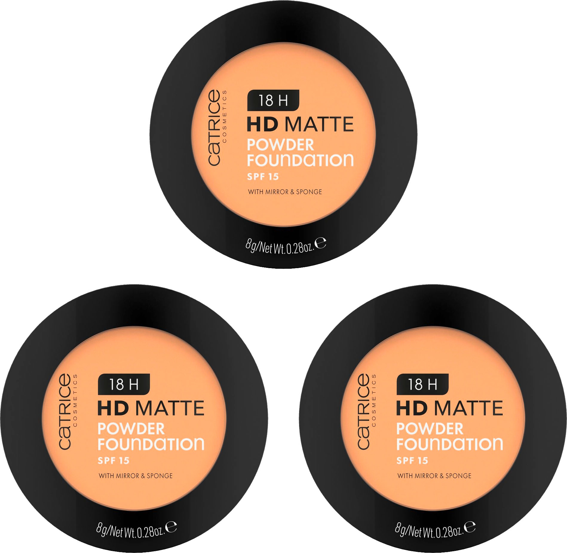 Catrice Puder »18H HD Matte Powder Foundation«, (Set, 3 tlg.), mit mattiertem Effekt