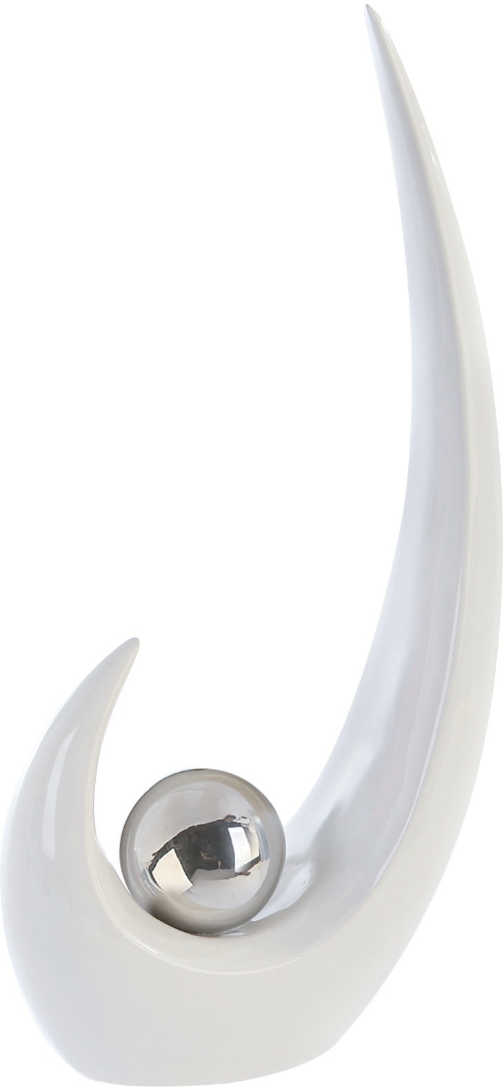 GILDE Dekoobjekt »Skulptur Move, weiß/silber«, (1 St.), Höhe 48 cm, aus Keramik, Wohnzimmer