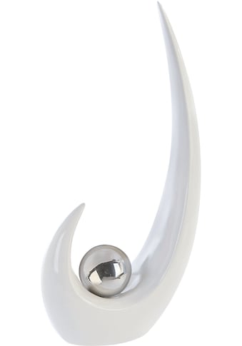 GILDE Dekoobjekt »Skulptur Move, weiß/silber«, (1 St.), Höhe 48 cm, aus Keramik,... kaufen
