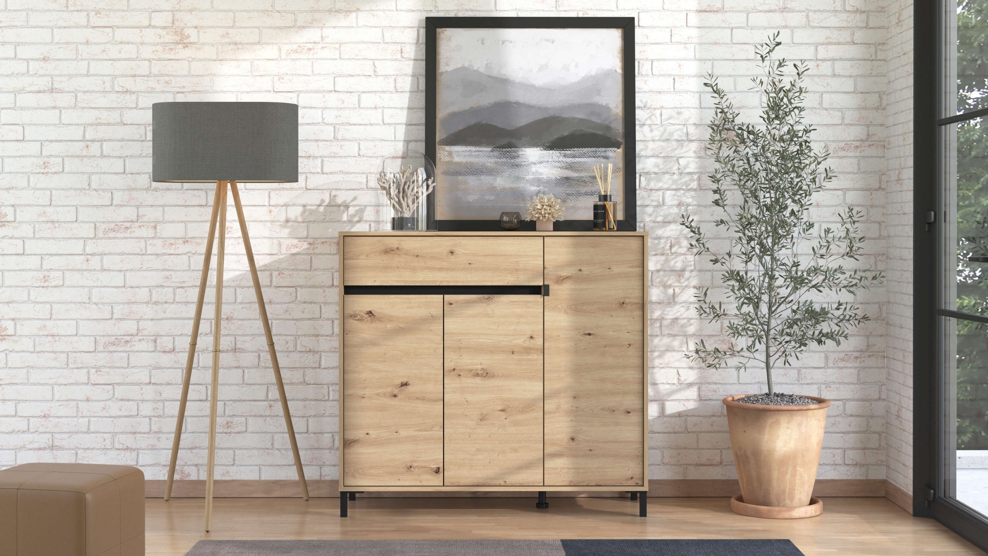 Home affaire Schuhkommode »Flannan, Schuhregal, Schuhschrank, Gesamthöhe 109,5 cm« sechs Regale und eine Schublade, Gesamtbreite 118,5 cm