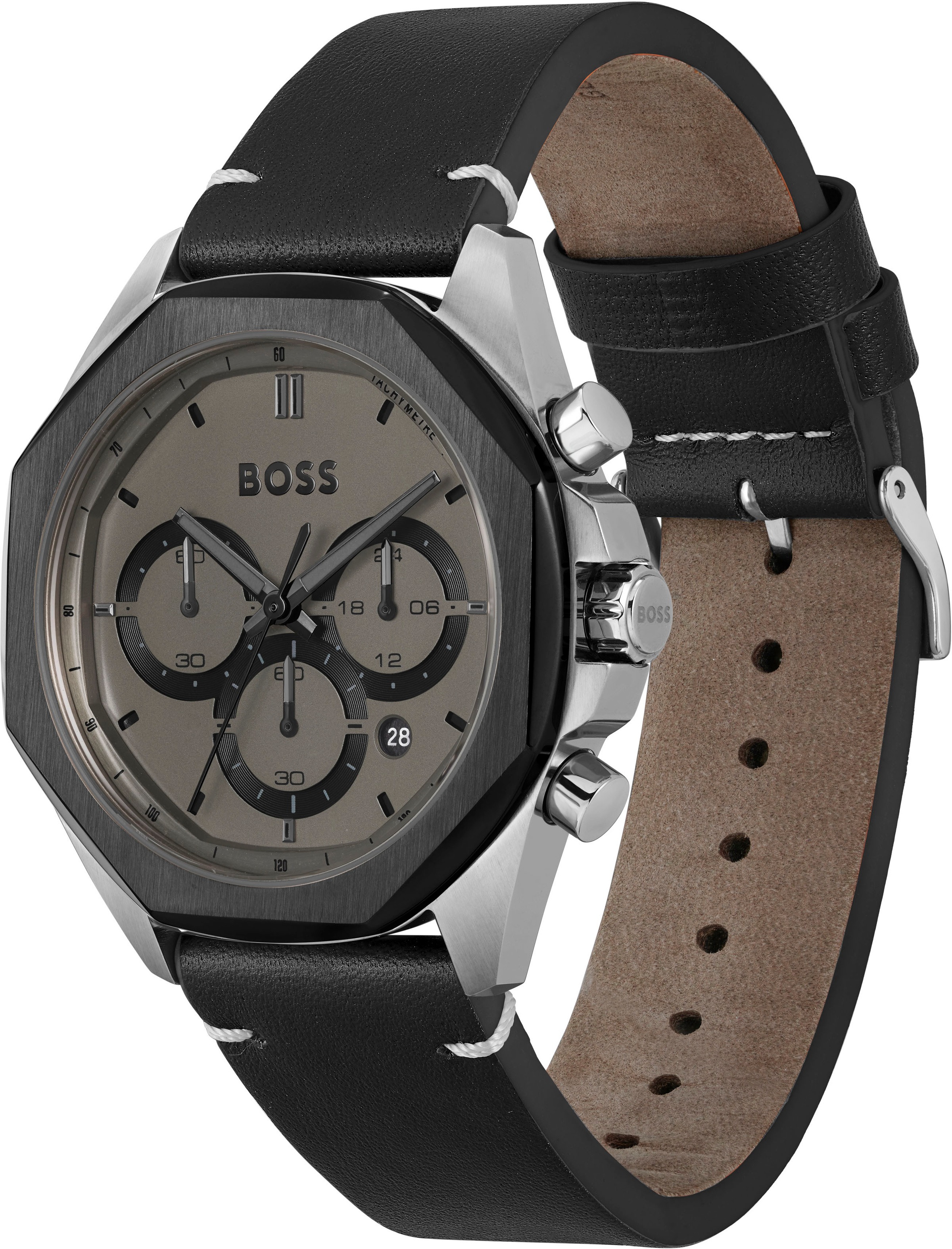 BOSS Chronograph »CLOUD«, Quarzuhr, Herrenuhr, Armbanduhr, Stoppfunktion, Lederarmband