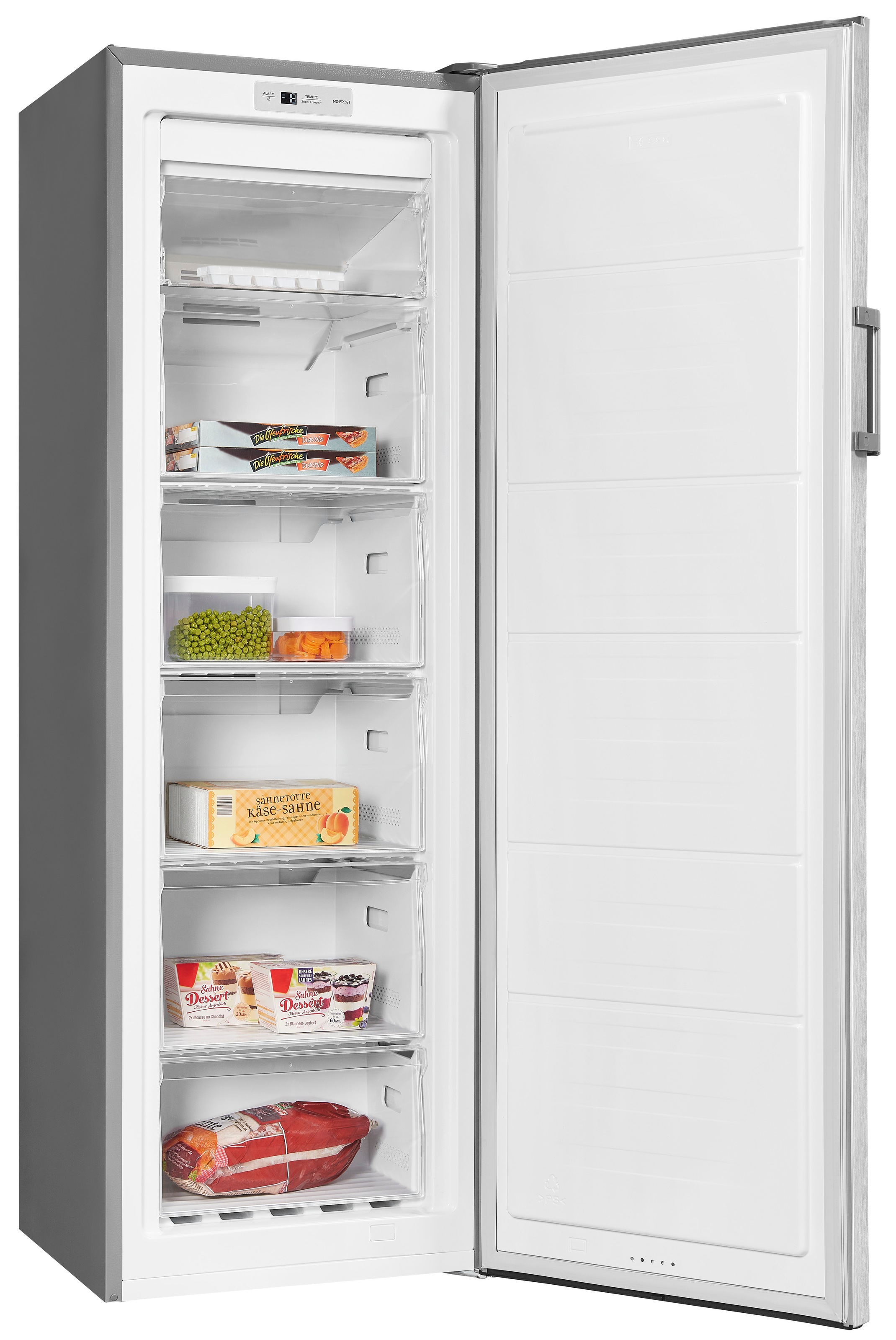 exquisit Gefrierschrank »GS271-NF-H-010E inoxlook«, 169,1 cm hoch, 55,9 cm breit, 194 L Volumen, NoFrost, Schnellgefrieren, 4 Sterne