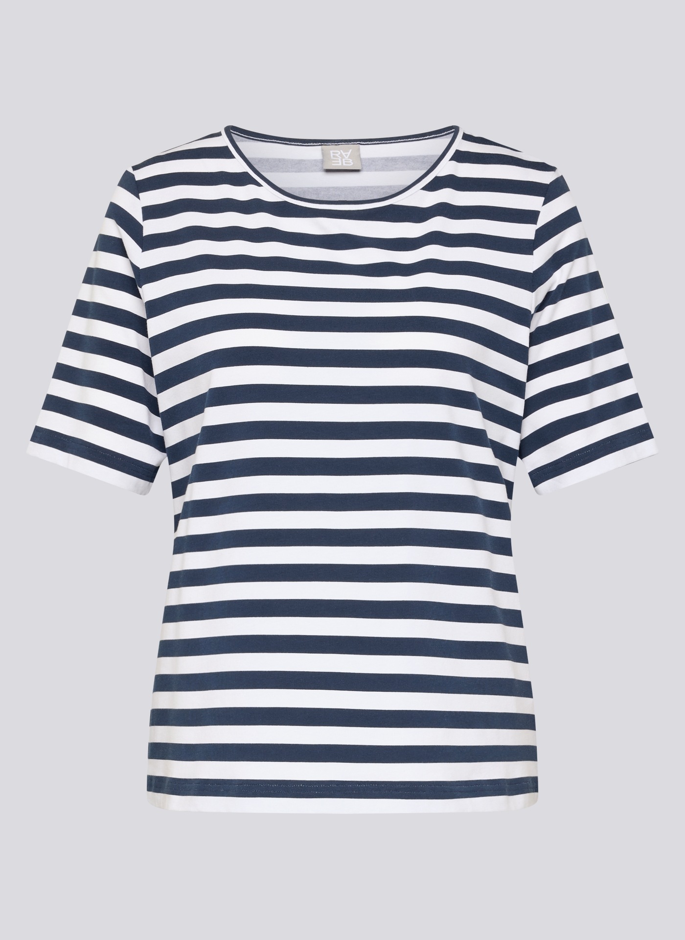 Rabe Rundhalsshirt im Streifen-Look, Halbarm