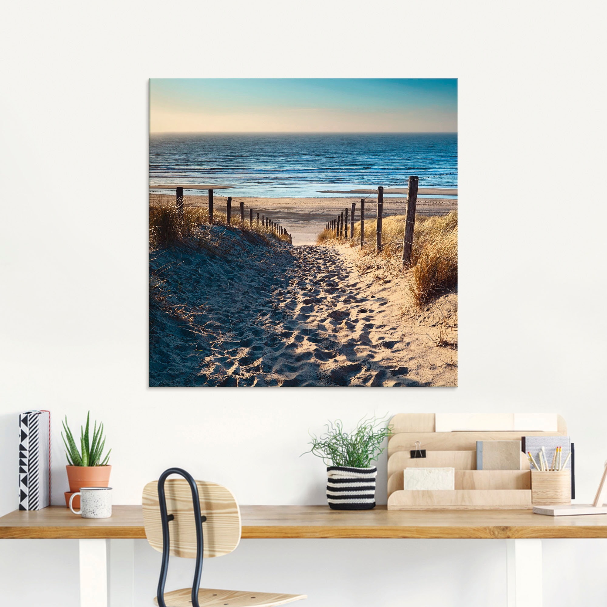 Artland Glasbild »Weg zum Nordseestrand Sonnenuntergang«, Strand, (3 St.),  in verschiedenen Größen bestellen online bei OTTO