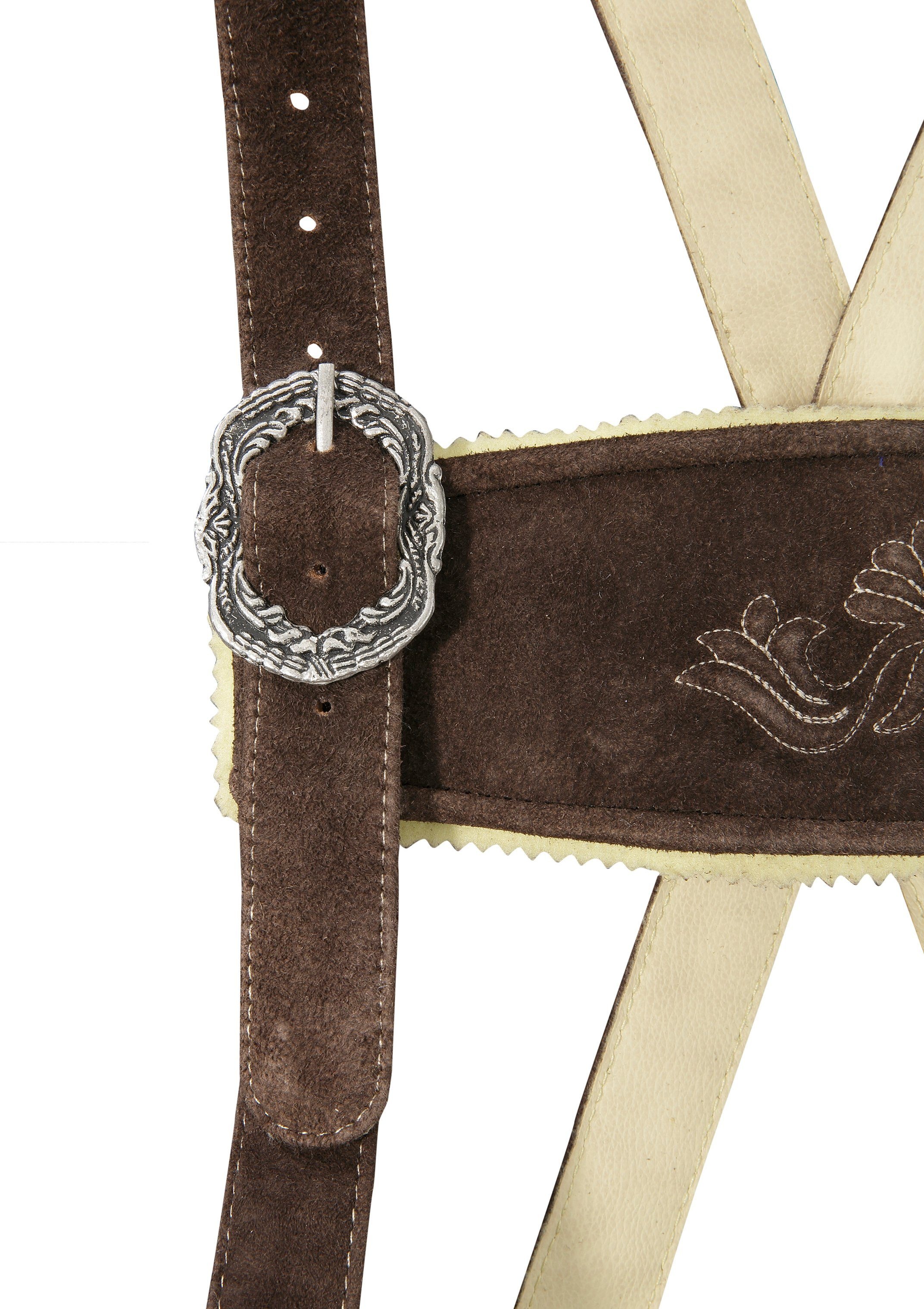 Country Line Trachtenlederhose, (2 tlg., mit Hosenträgern), Herren, aus weichem Ziegenveloursleder