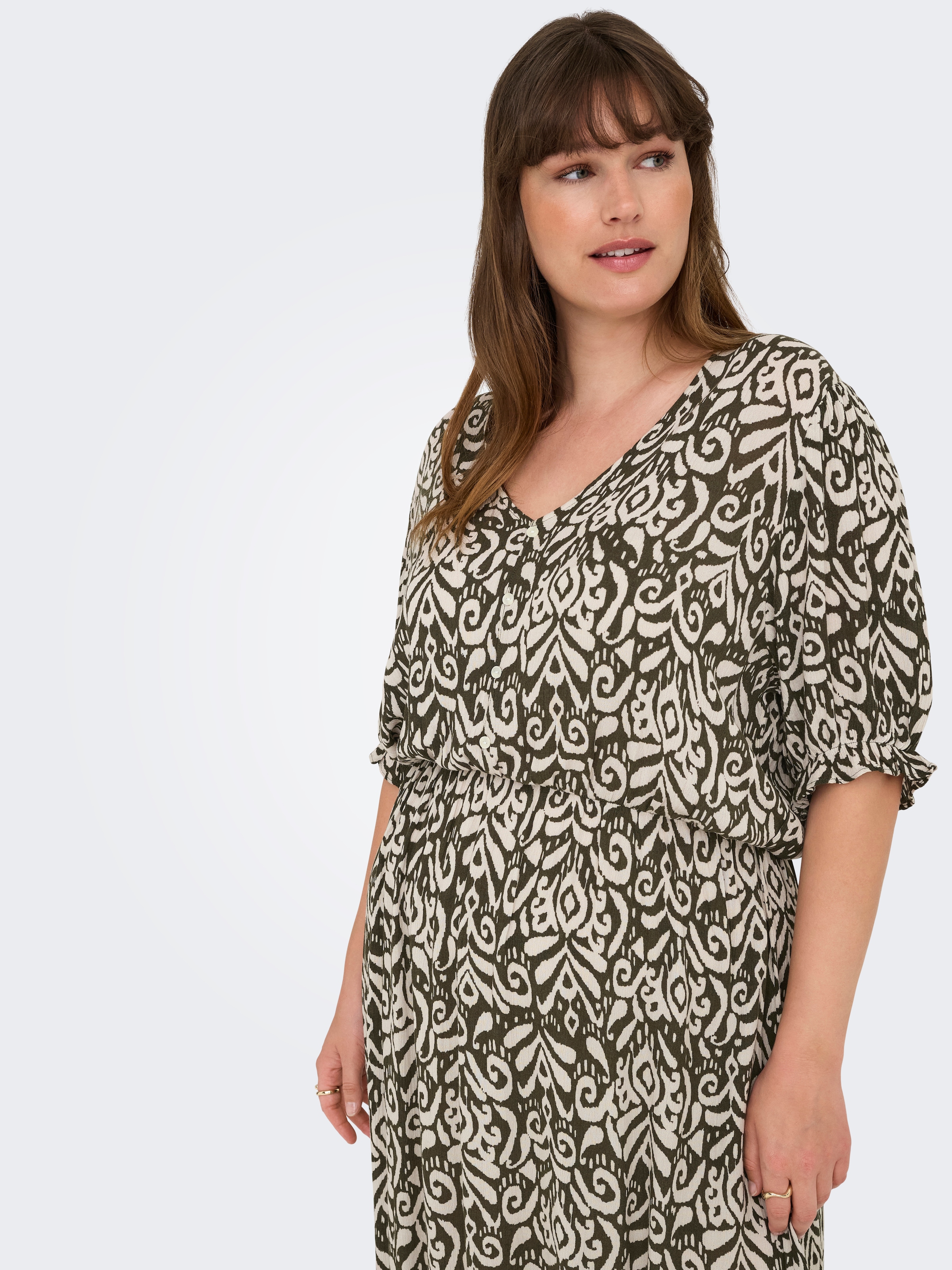 ONLY CARMAKOMA Sommerkleid »CARCHIANTI S/S CALF DRESS WVN NOOS«, mit Volant