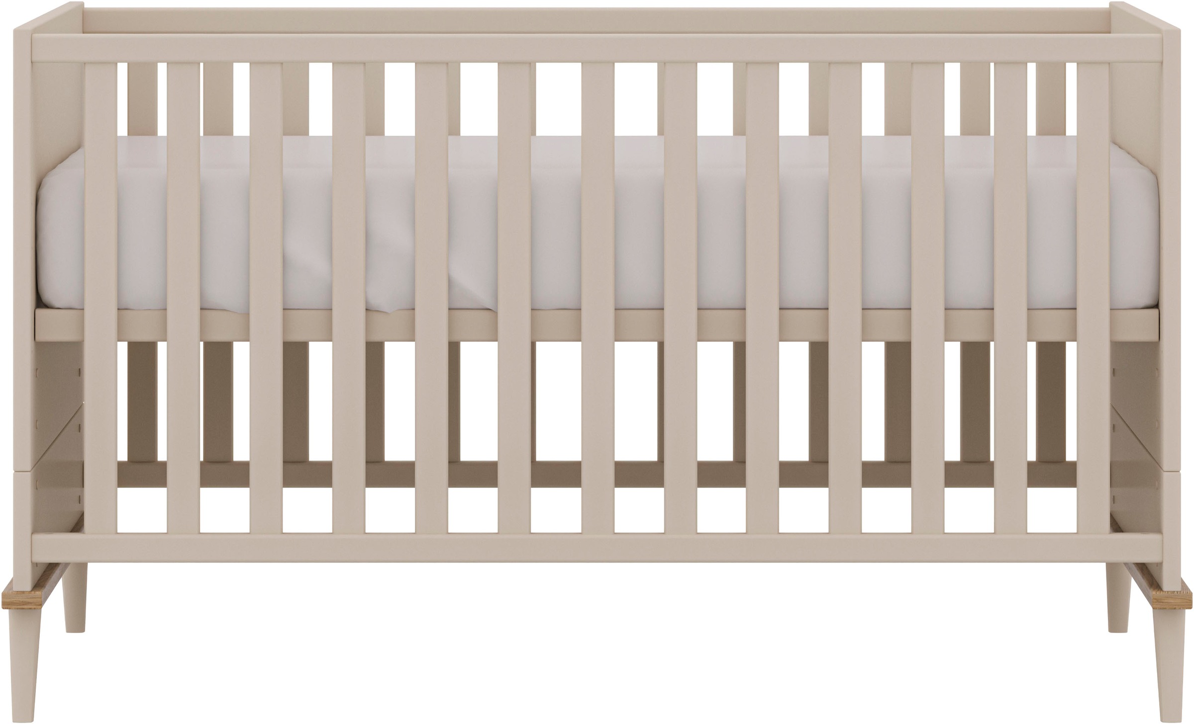 YUNY by PAIDI Babymöbel-Set »HAZEL, 3-teiliges Babyzimmer in Beige, modernes Komplettset« Spar-Set, 70x140cm Babybett, Kleiderschrank 3-türig, Wickelkommode inkl. Aufsatz, 3 tlg. Kinderzimmer, Soft-Close-Funktion, Mitwachsendes Bett inkl. Lattenrost