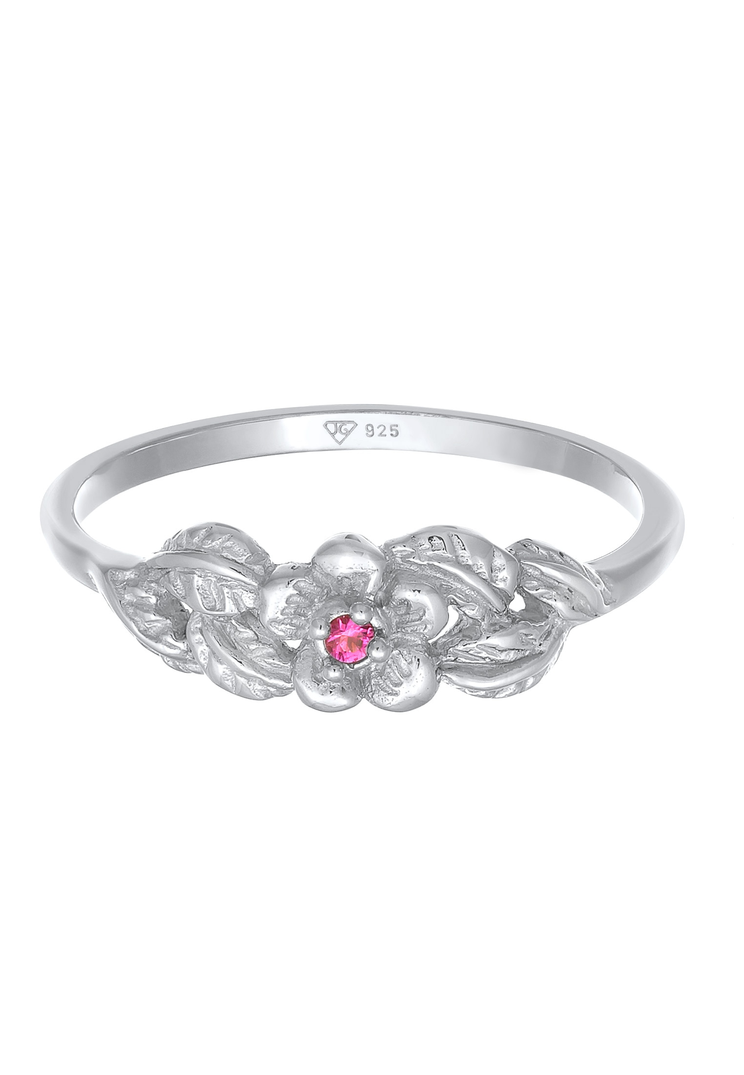 Elli Silberring »Ring Blume Floral synth. Rubin 925 Silber vergoldet«