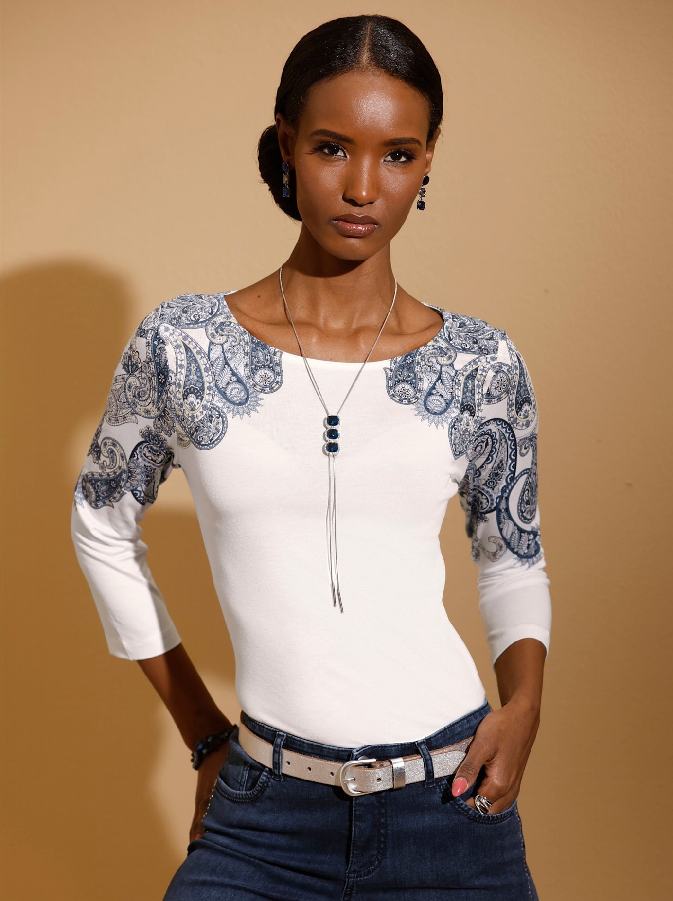 Creation L Damen 3/4-Arm-Shirt »Shirt« 1 Stk. tlg. in blau, Größe 38