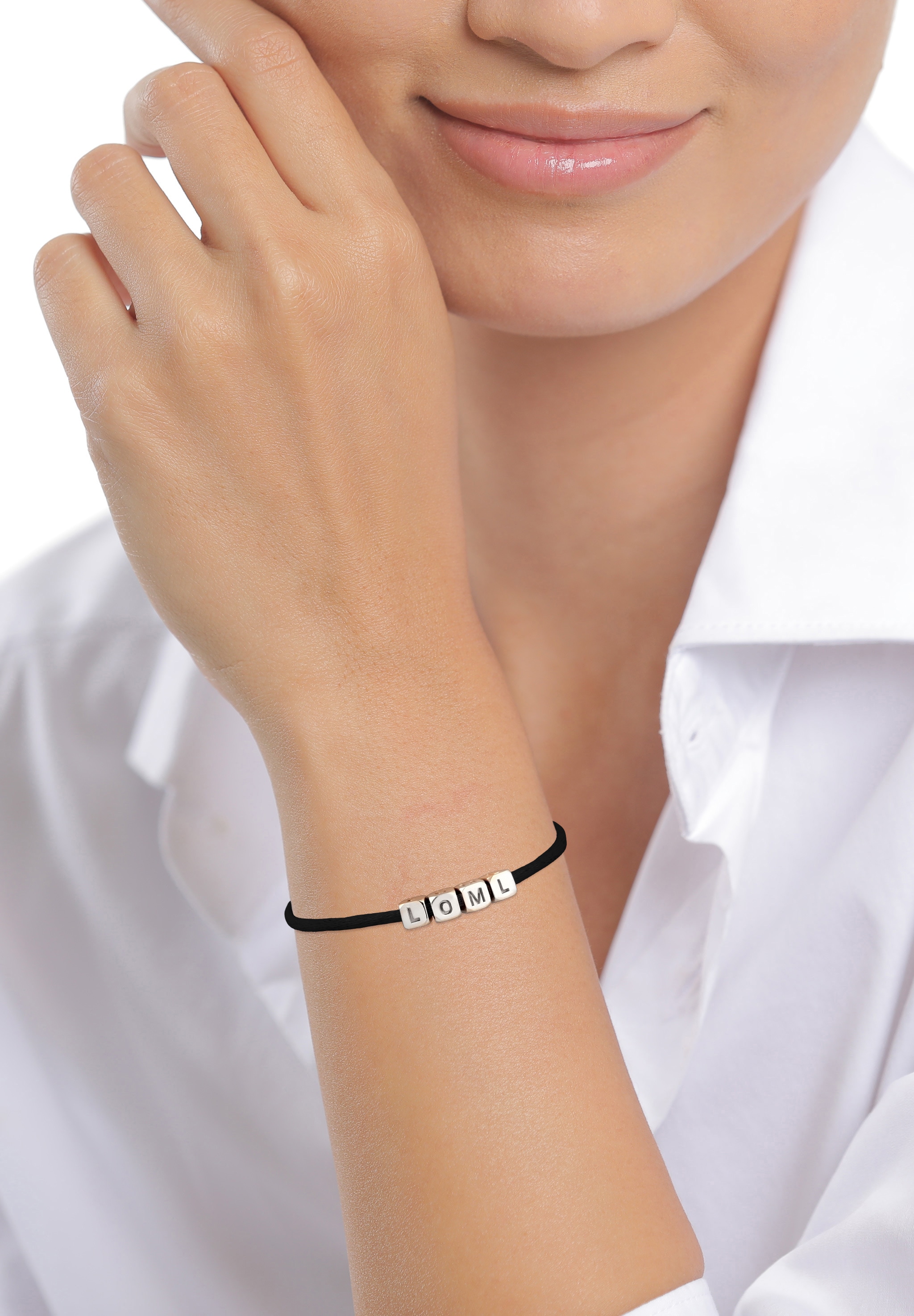 Elli Armkette »Armband Herz LOML Lettering Sterling Silber vergoldet«