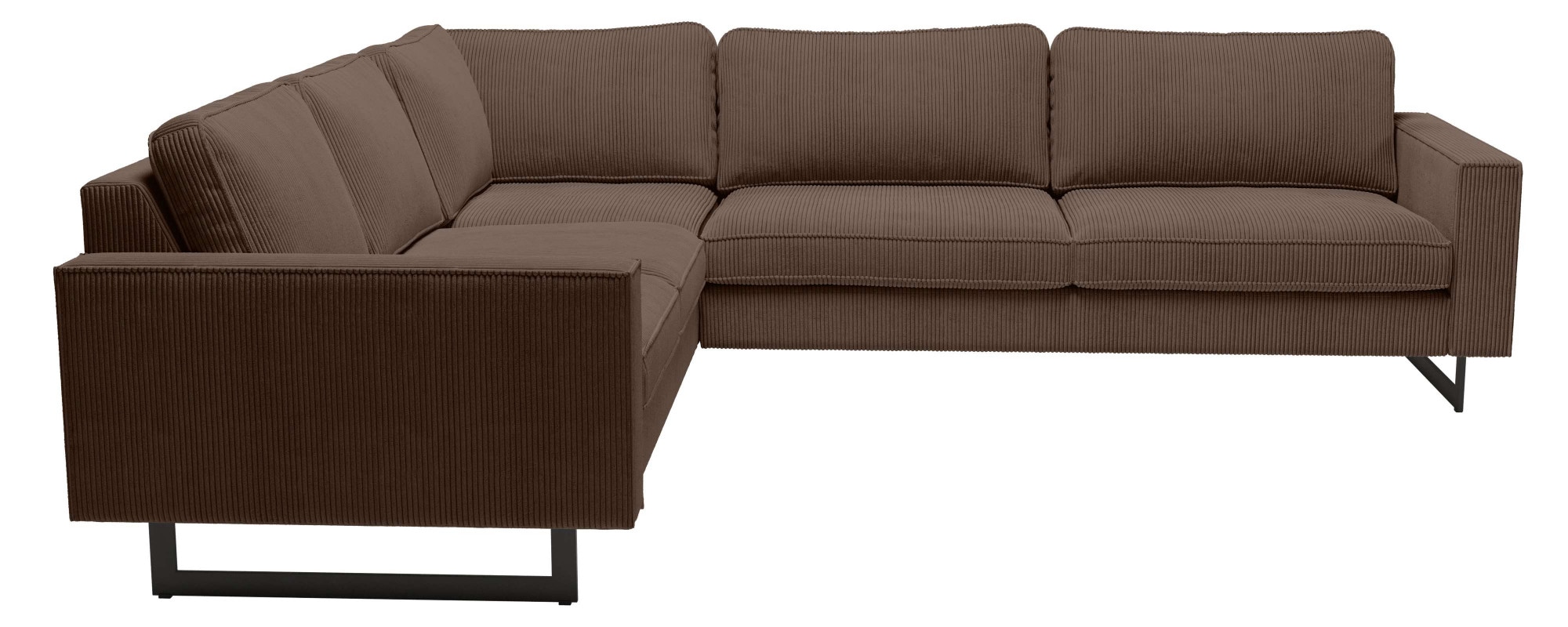 Places of Style Ecksofa »Pinto, 250/290 cm, langer Schenkel, XXL, Ottomane«, Cord, Feincord, Luxus-Microfaser Leder und Chenille