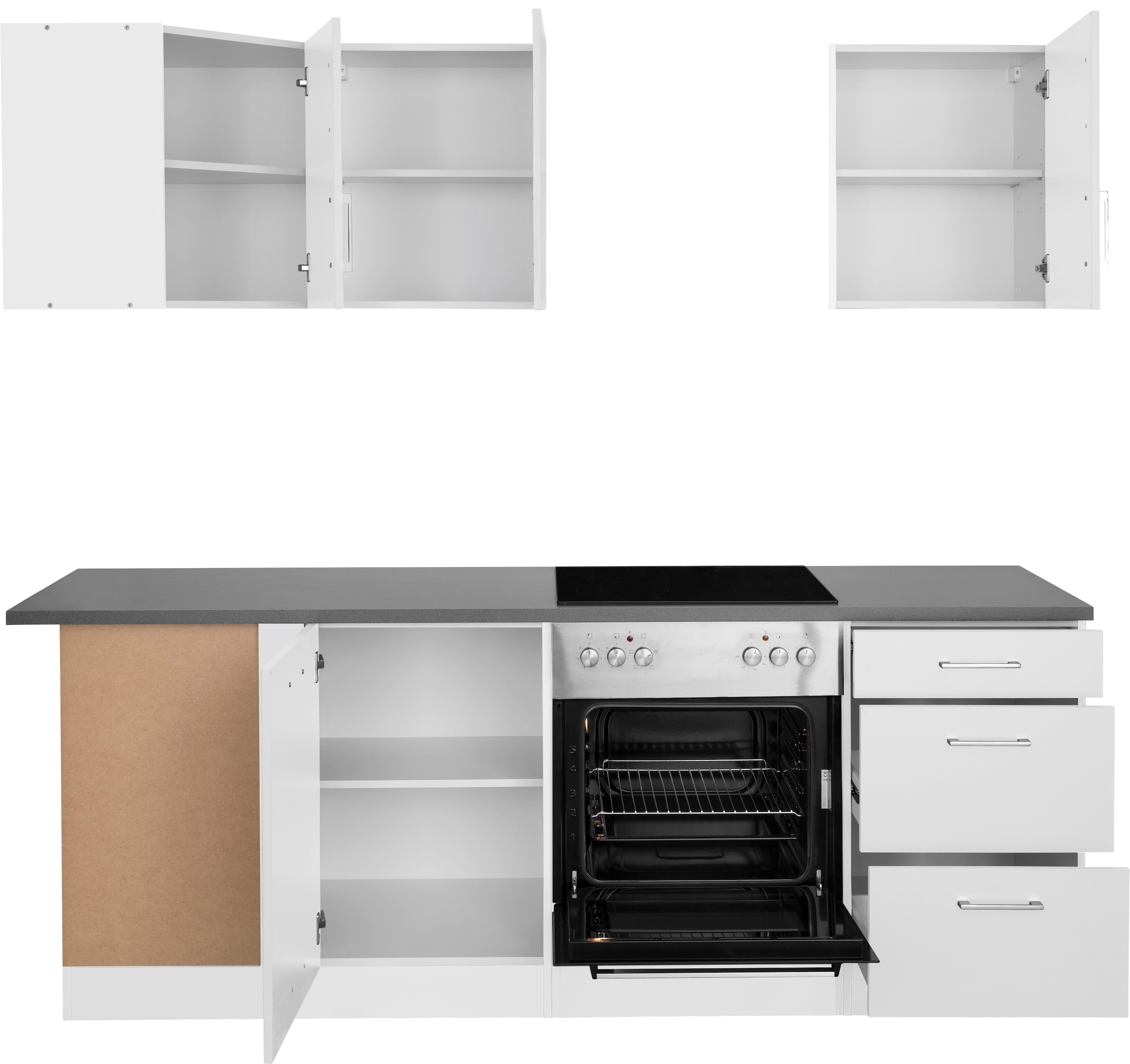 KOCHSTATION Küchenzeile »KS-Paris – Küchen mit einzigartigen Fotomotiven auf den Fronten« Stellbreite 220/220 cm, wahlweise mit E-Geräten, mit Motivdruck