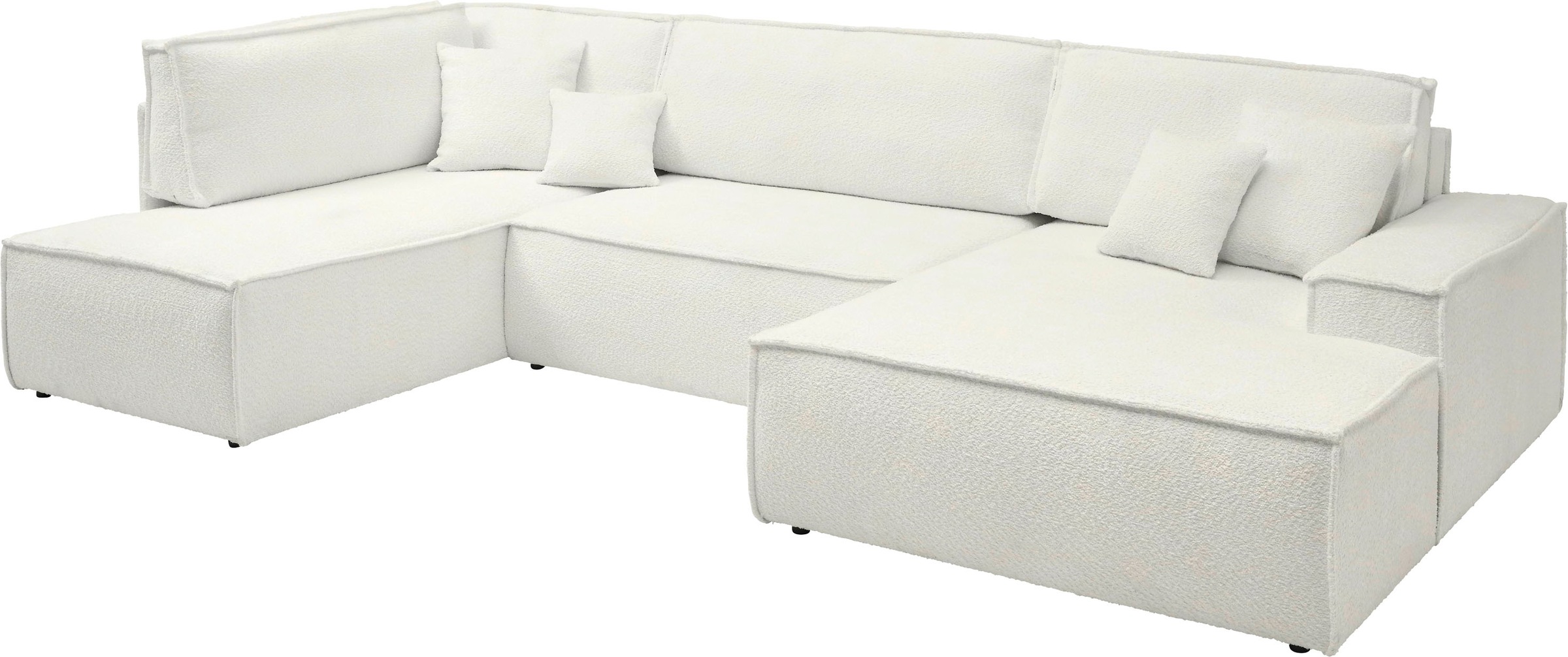 OTTO home Wohnlandschaft »FINNLEY U-Form XXL 329 cm - OTTO. Verlässliche Qualität.« Schlafsofa, Bettkasten, in Bouclé, Struktur fein und Mega Cord