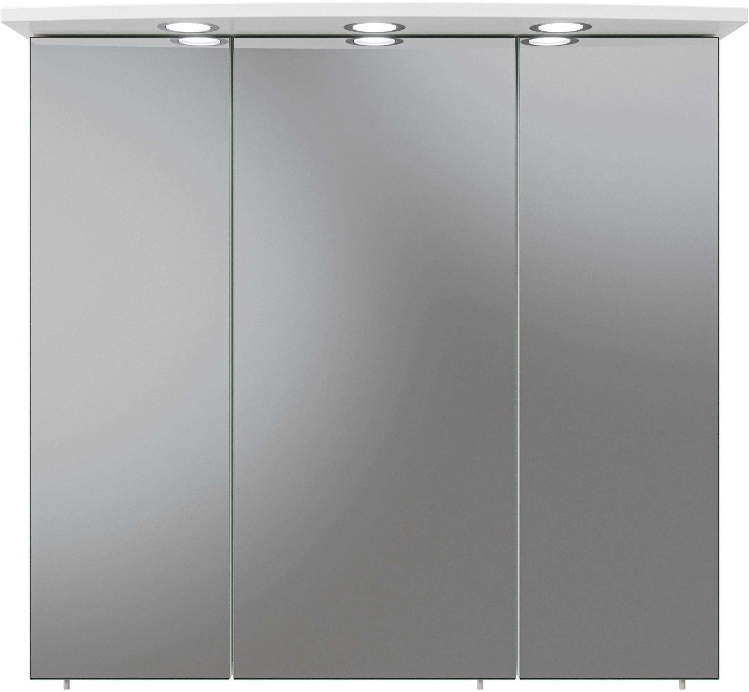 Saphir Spiegelschrank »Quickset 316 Badschrank, 3 Spiegeltüren, 6 Einlegeböden, 75 cm breit«, inkl. LED-Beleuchtung, Türdämpfer, Schalter-/Steckdosenkombination