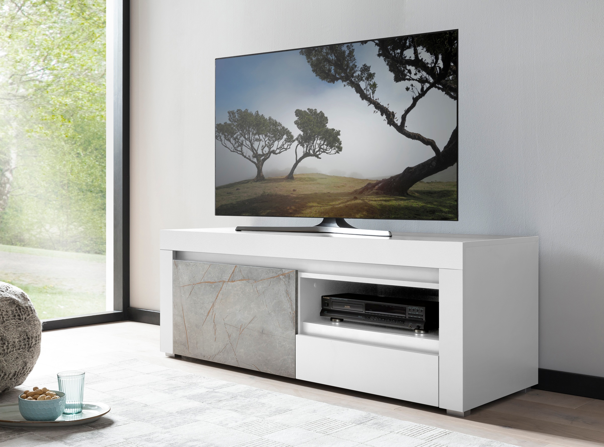 Premium collection by Home affaire Lowboard »Stone Marble«, mit einem edlen Marmor-Optik Dekor, Breite 140 cm