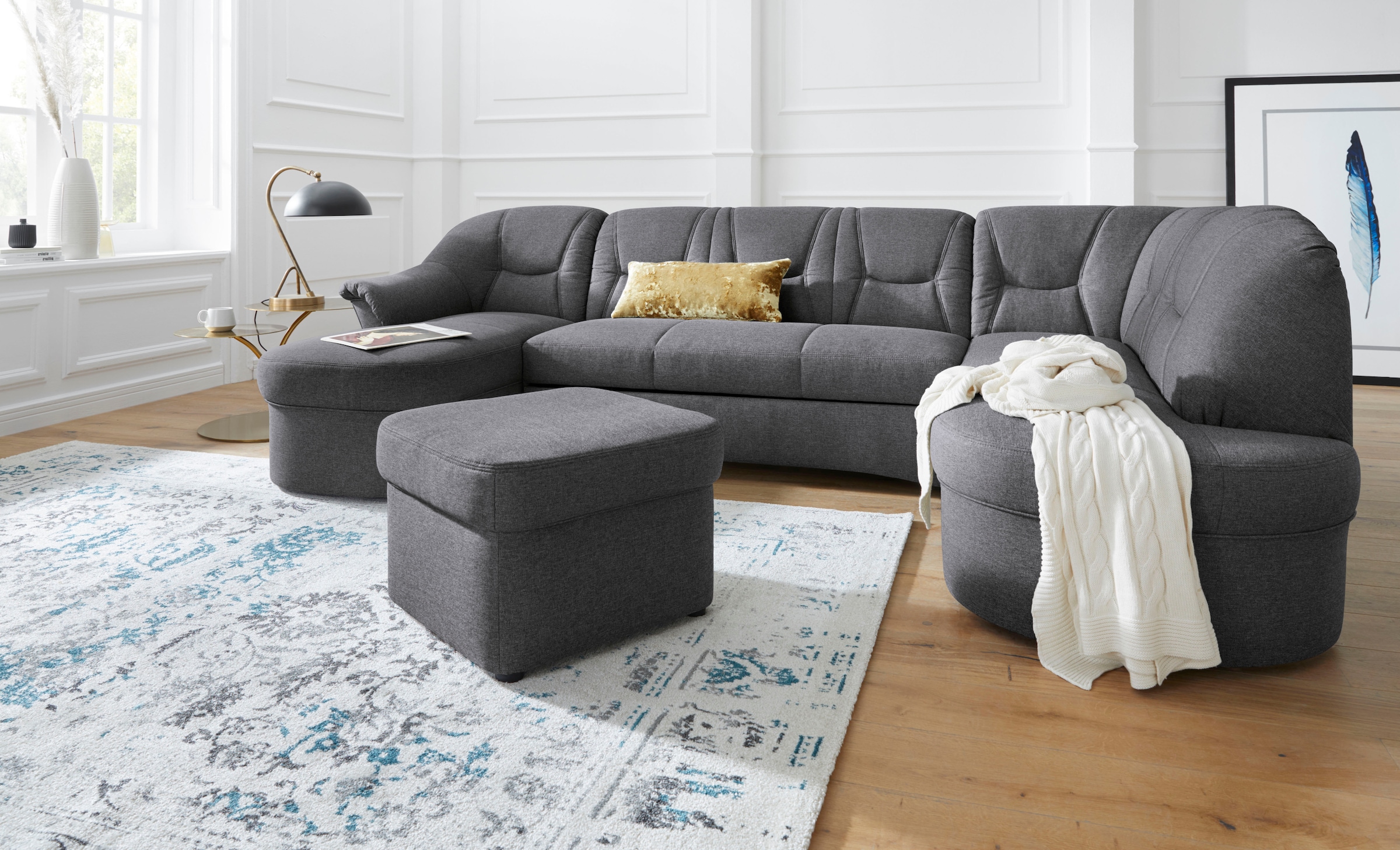 DOMO collection Wohnlandschaft »Sarafina, zeitlos und komfortabel, optional mit Federkern, U-Form«, wahlweise mit Bettfunktion