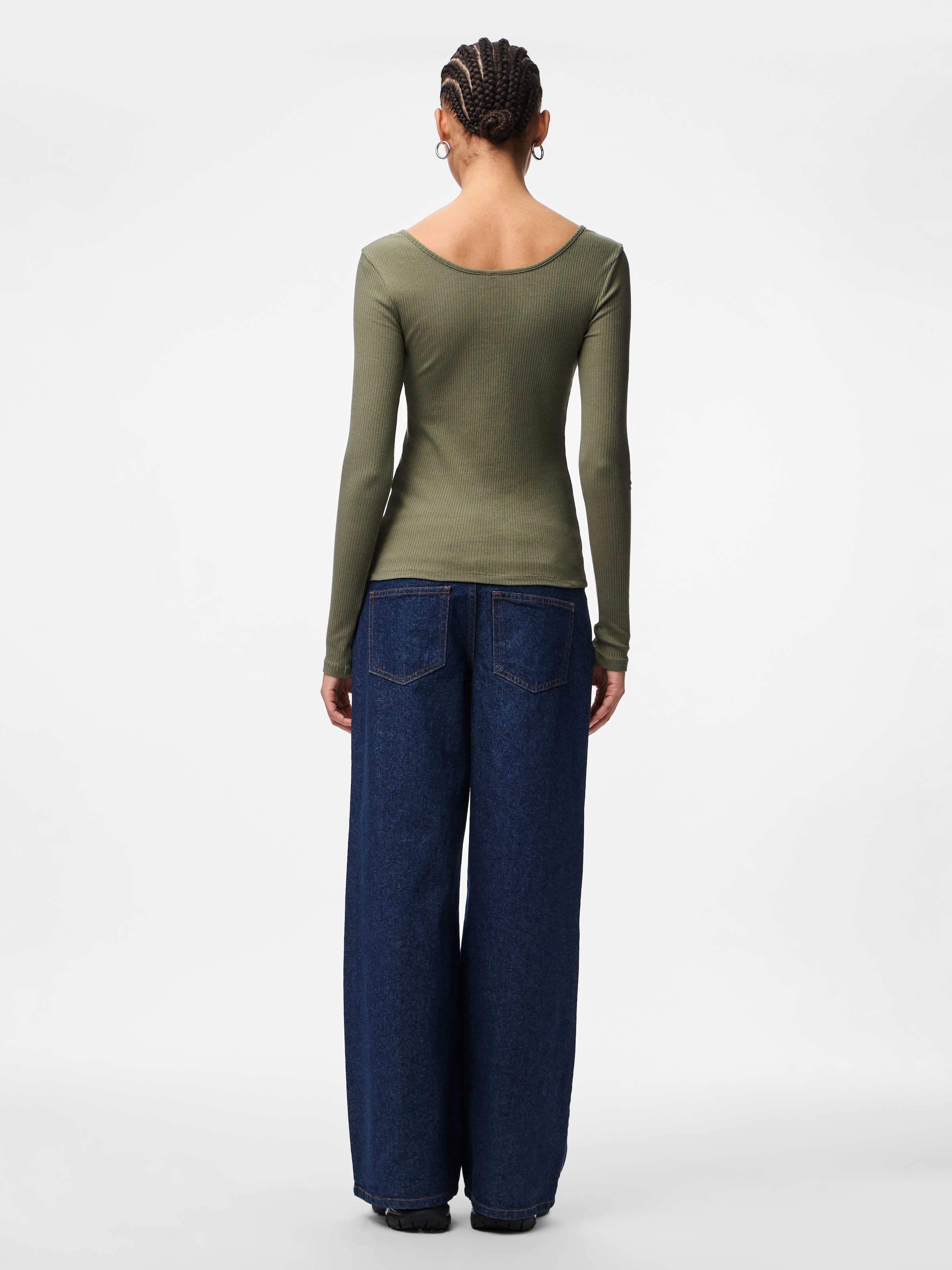 pieces Langarmshirt »PCKITTE LS TOP NOOS BC« Baumwollmischung, slim fit