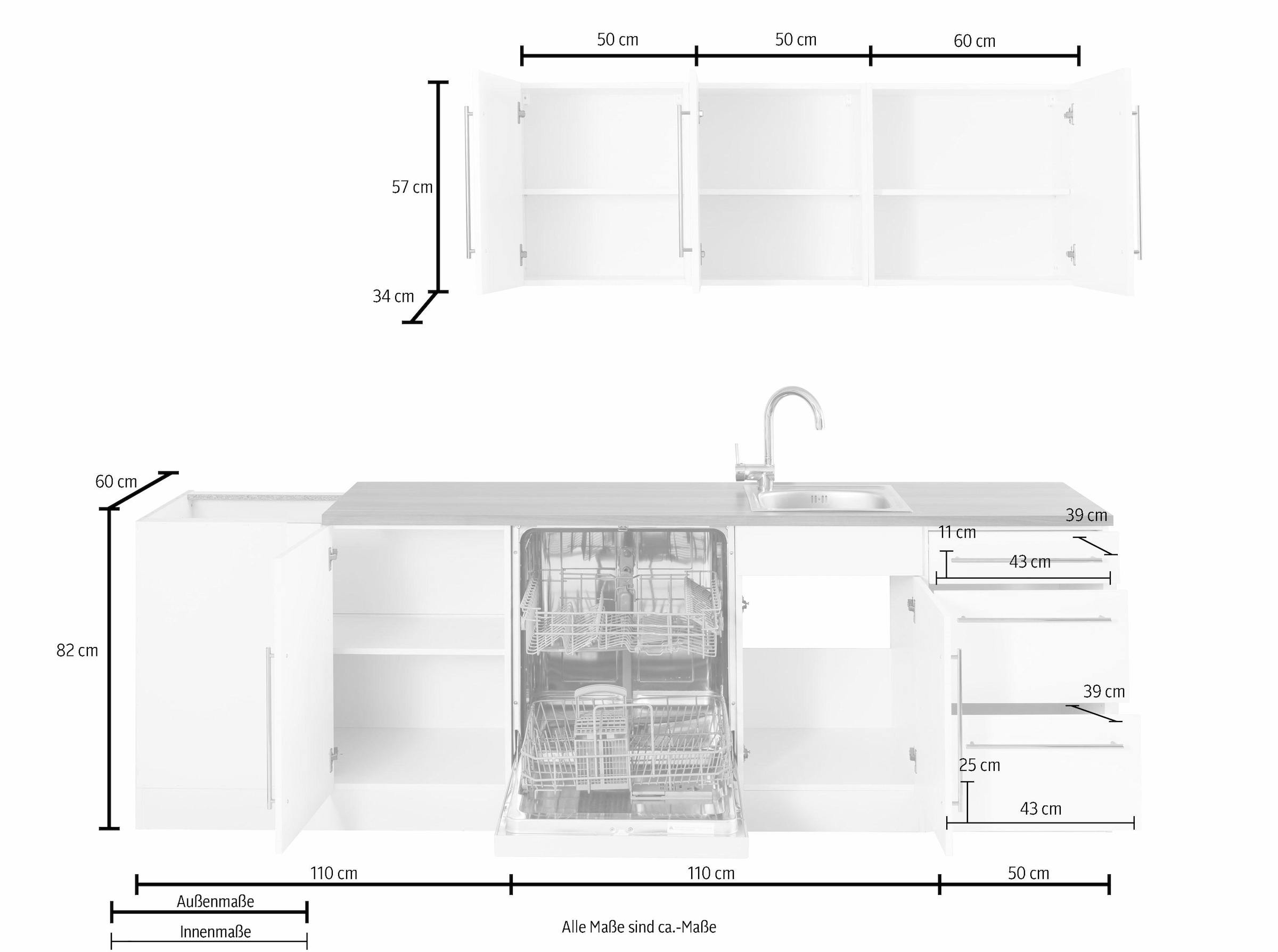 KOCHSTATION Winkelküche »KS-Samos«, Stellbreite 260x270 cm, wahlweise mit E-Geräten und Induktion