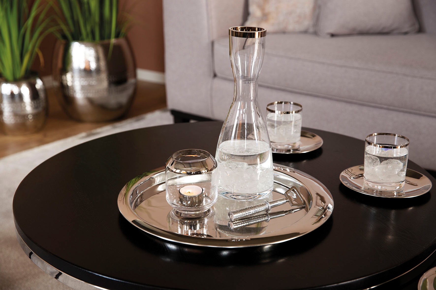 Fink Karaffe »PLATINUM«, (1 tlg.), mit handbemalter Platinumauflage, Fassungsvermögen 1 Liter