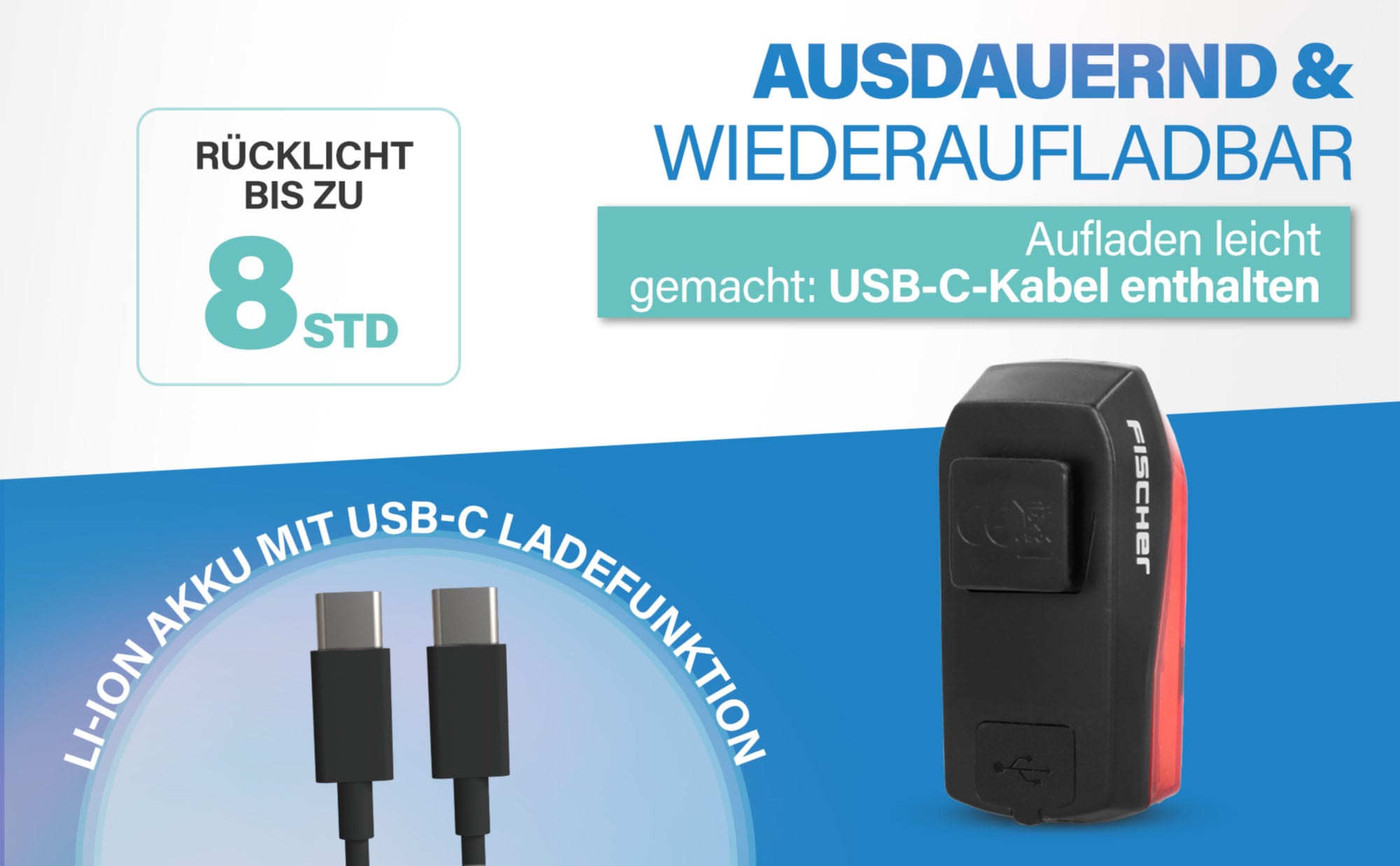 FISCHER Fahrrad Fahrrad-Rücklicht »Akku-Rücklicht “Basic”«