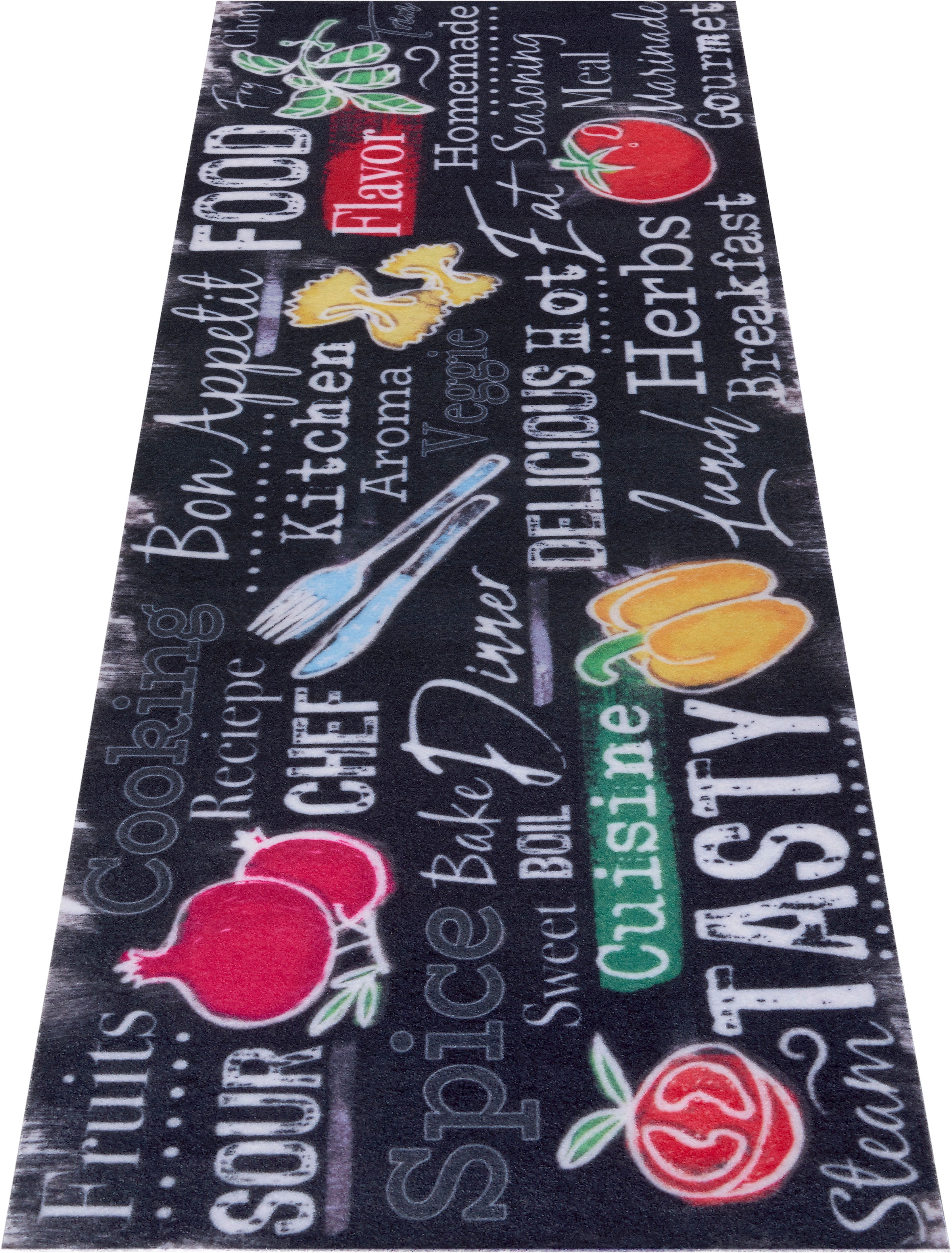 HANSE Home Küchenläufer »Delicious Kitchen Board«, rechteckig, 3 mm Höhe, Läufer, Rutschfest, Küchenteppich, Küche, Teppich, Pflegeleicht