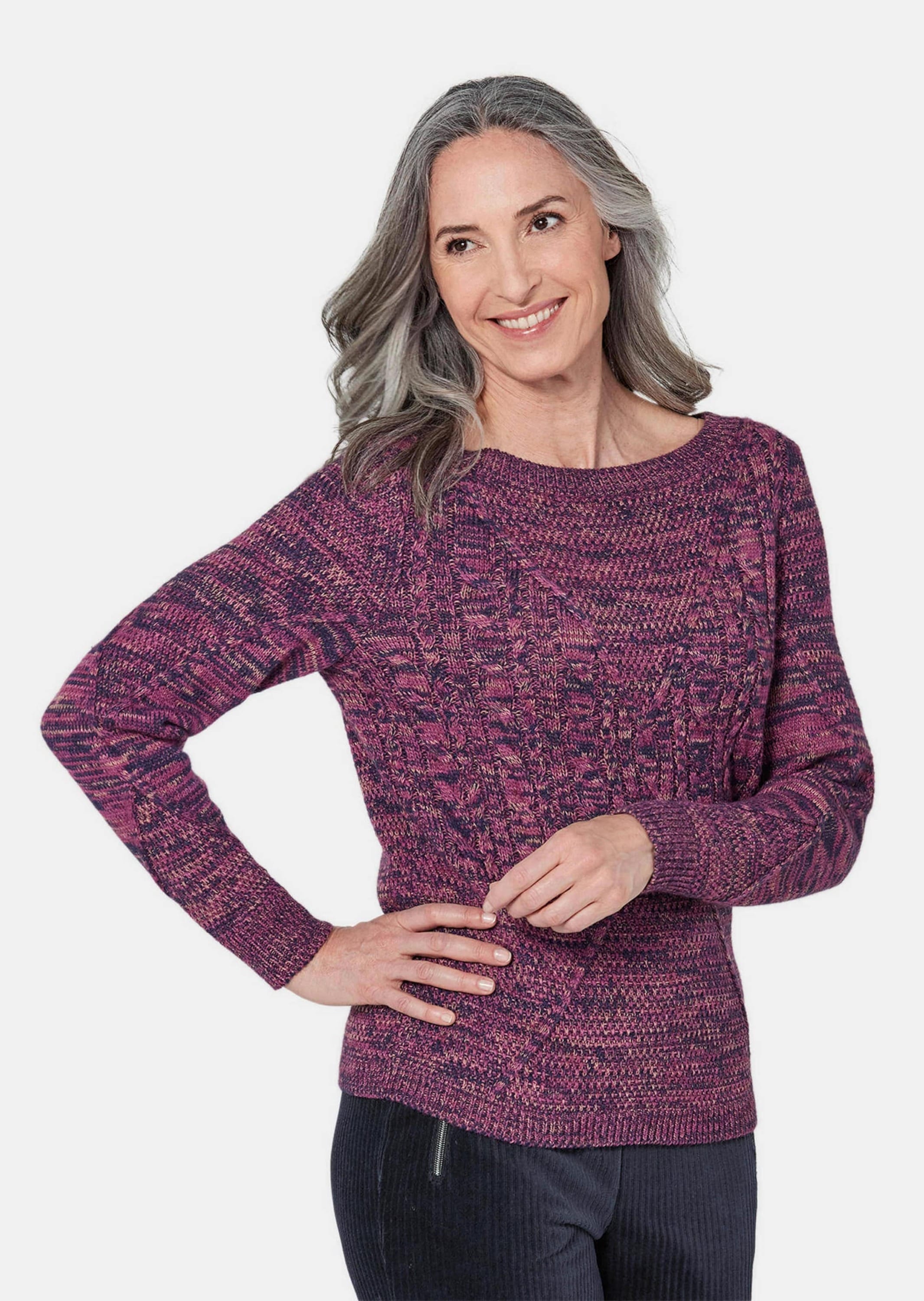 GOLDNER Rundhalspullover »Strickpullover mit Zopfstrick«