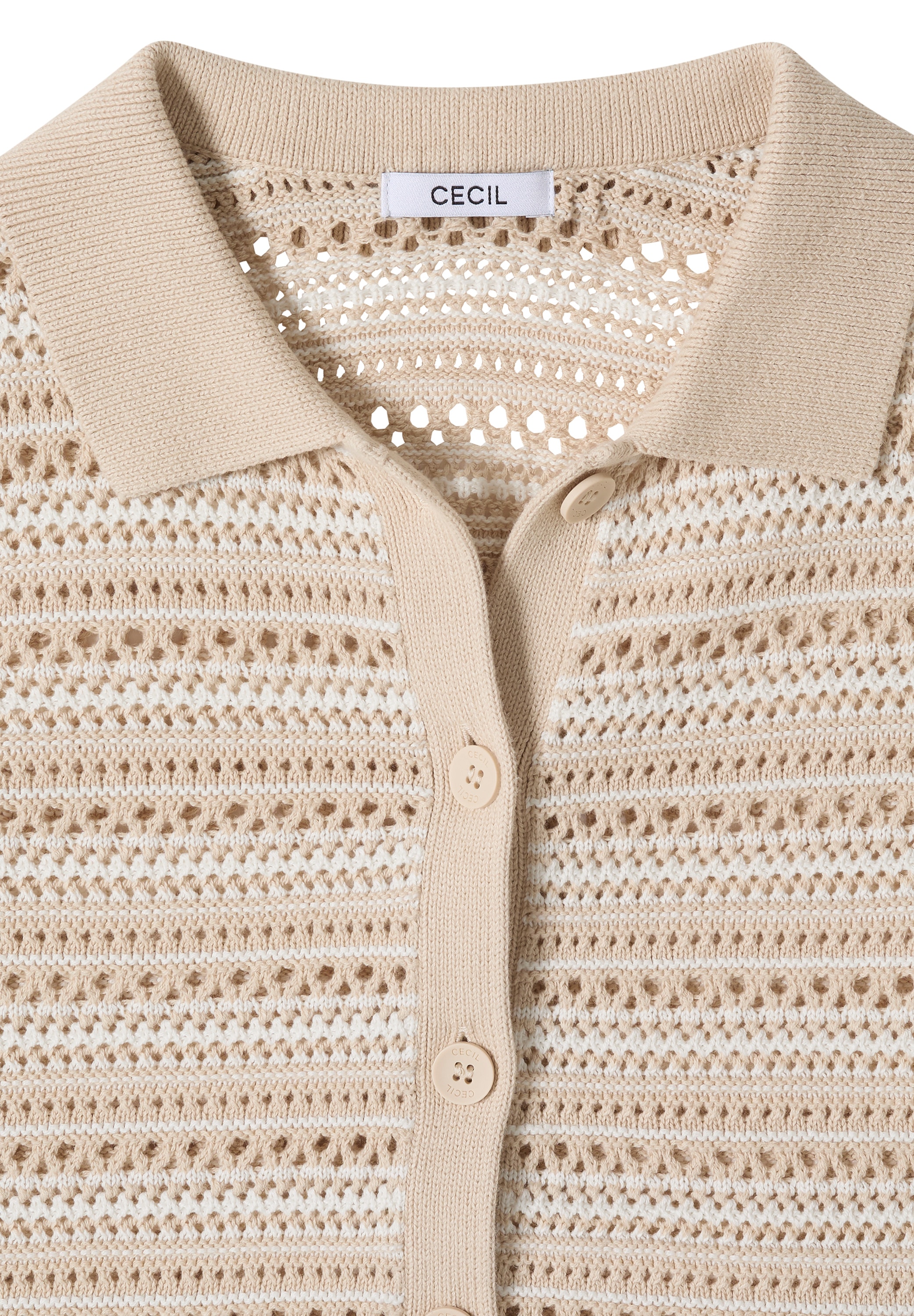 Cecil Strickjacke Kurzarm Cardigan mit Polokragen