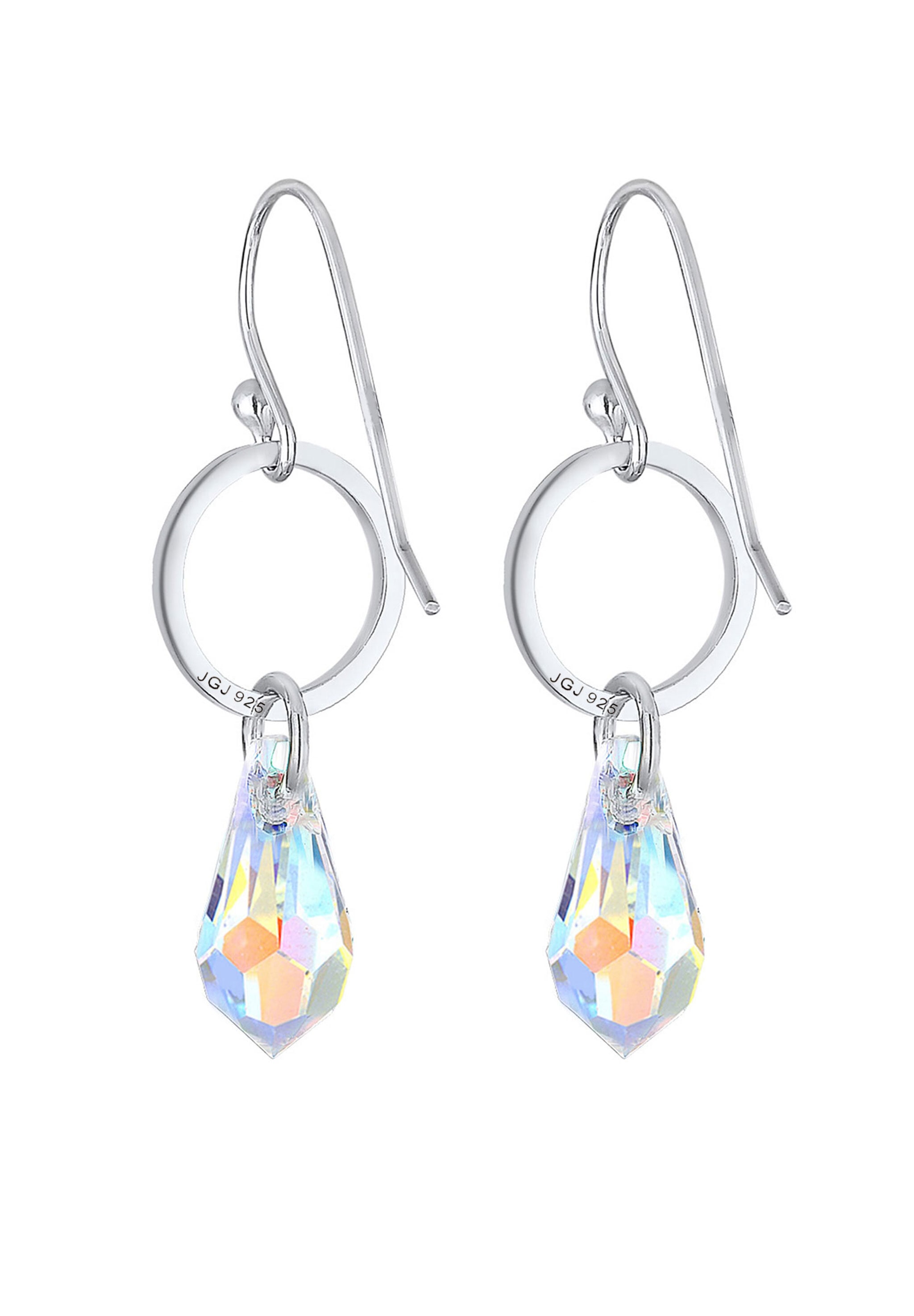 Elli Paar Ohrhänger »Ohrringe Ohrhänger lang Tropfen Glas Kristalle Weiß 925 Sterling Silber«