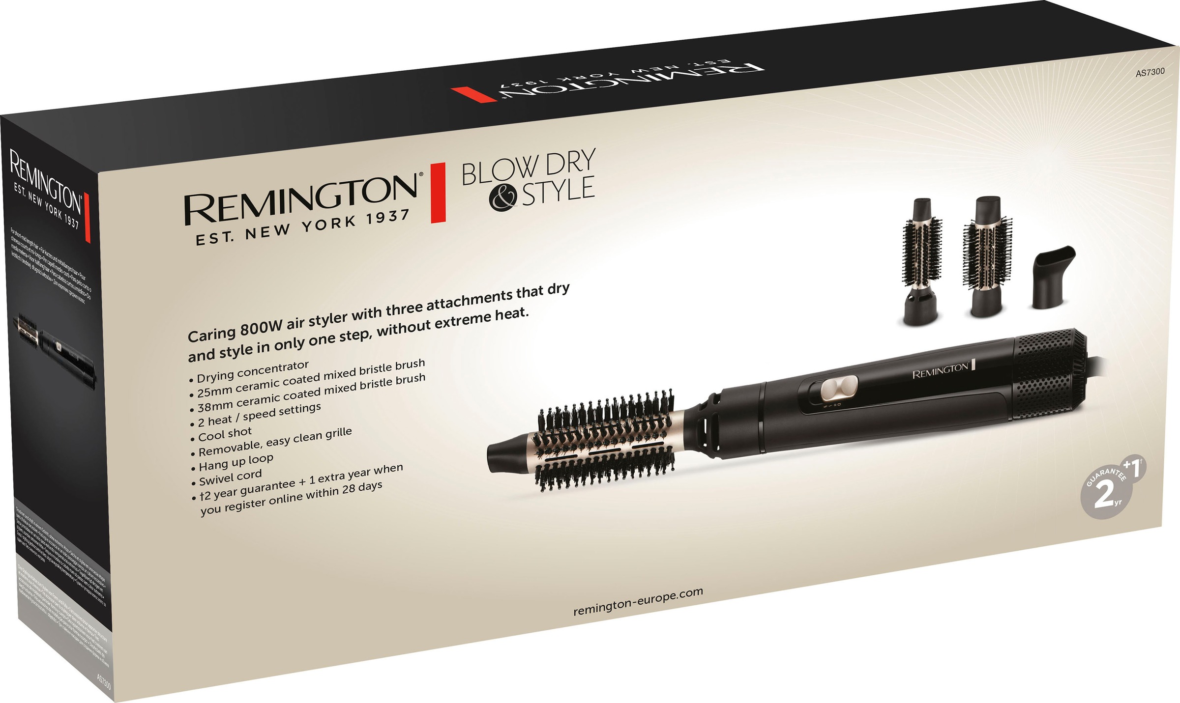 Remington Warmluftbürste »Blow Dry & Style AS7300«, 3 Aufsätze, 800 Watt (Airstyler / Rund-& Lockenbürste) für kurze-mittellange Haare